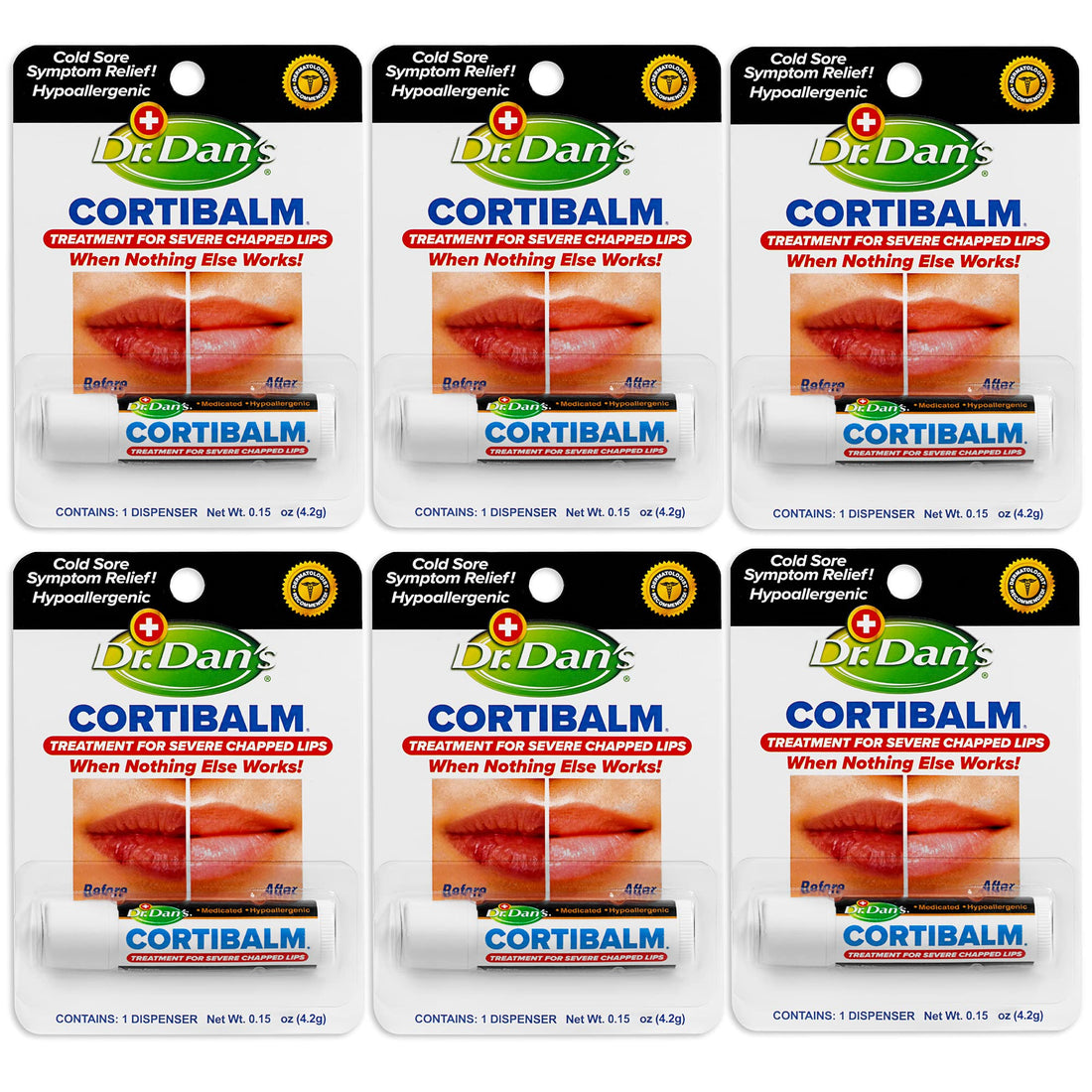 Dr. Dans Cortibalm Lip Balm, 6 Count