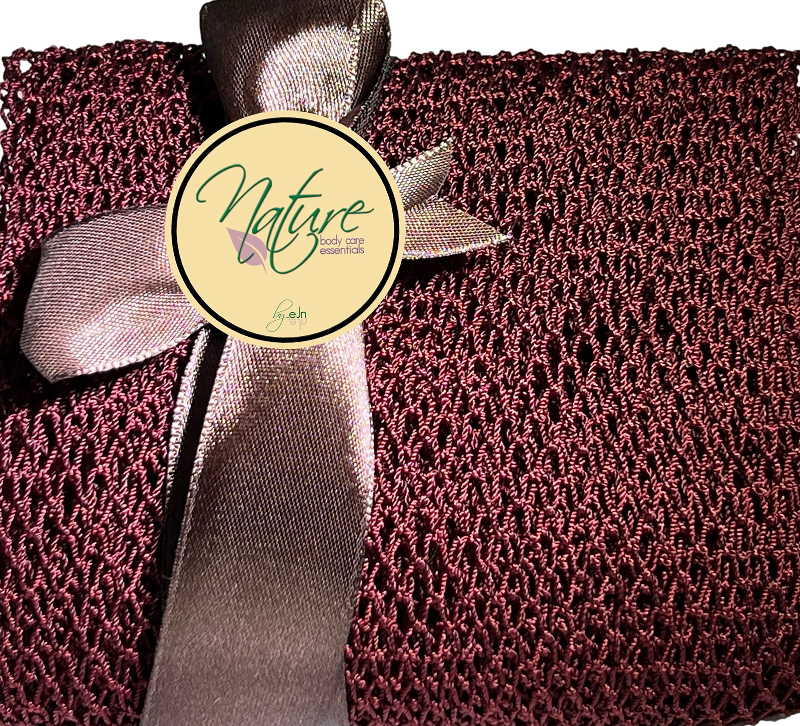 Nature by EJN - Net Bath Sponge, Customized N1 Weave, NKN Naturals, Long, Skin Exfoliation, African, Ghana, Porous, Stretches Horizontally to Approximately 49 (Brown)