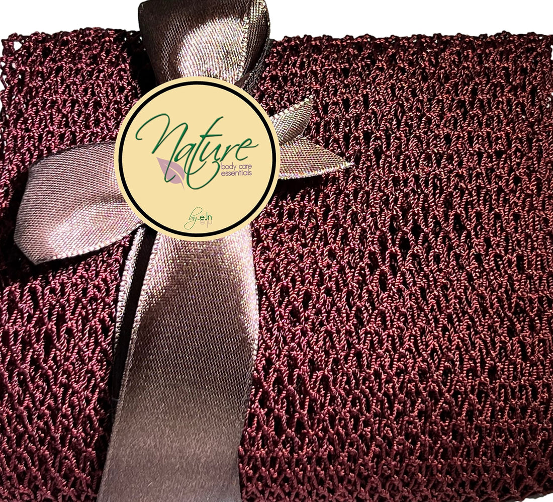 Nature by EJN - Net Bath Sponge, Customized N1 Weave, NKN Naturals, Long, Skin Exfoliation, African, Ghana, Porous, Stretches Horizontally to Approximately 49 (Brown)
