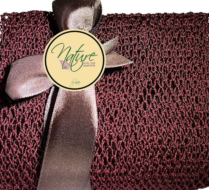 Nature by EJN - Net Bath Sponge, Customized N1 Weave, NKN Naturals, Long, Skin Exfoliation, African, Ghana, Porous, Stretches Horizontally to Approximately 49 (Brown)