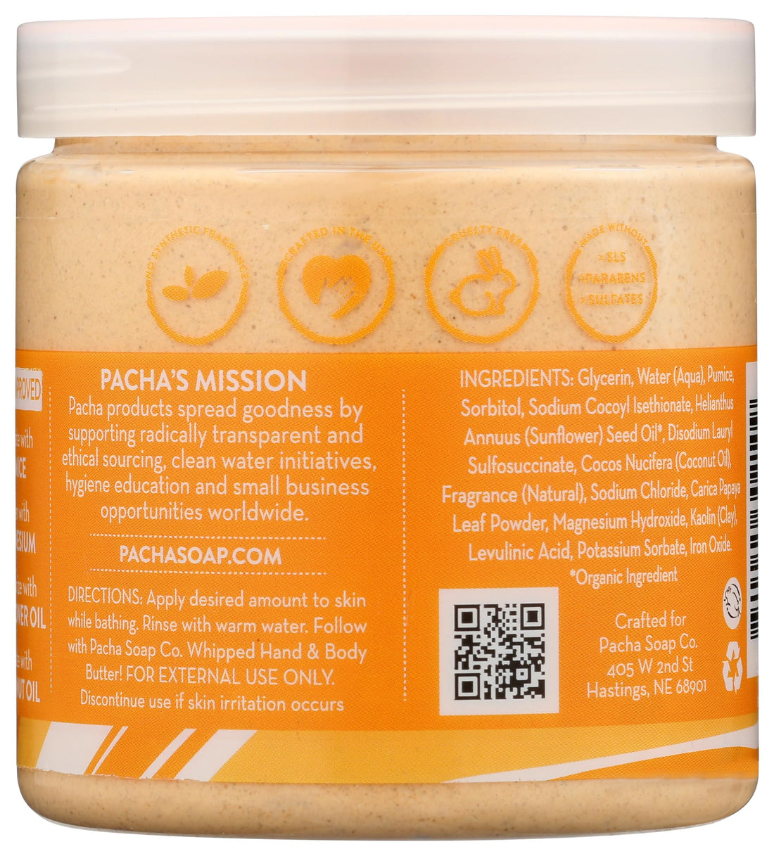 Pacha Soap, Soap Scrub Whipped Coconut Papaya, 8 Ounce