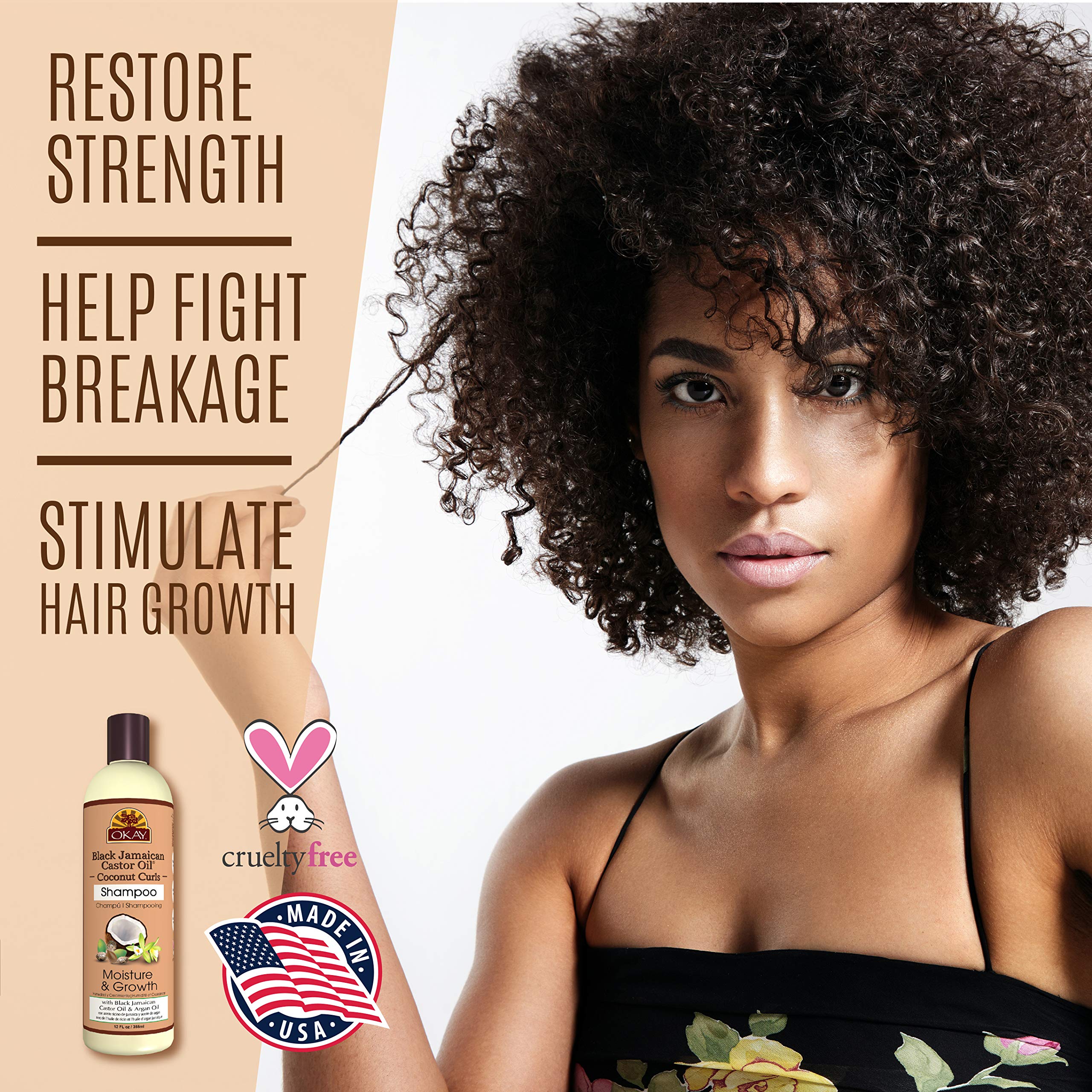 Okay Black Jamaican Castor Oil Shampoo, Coconut, 12 Ounce