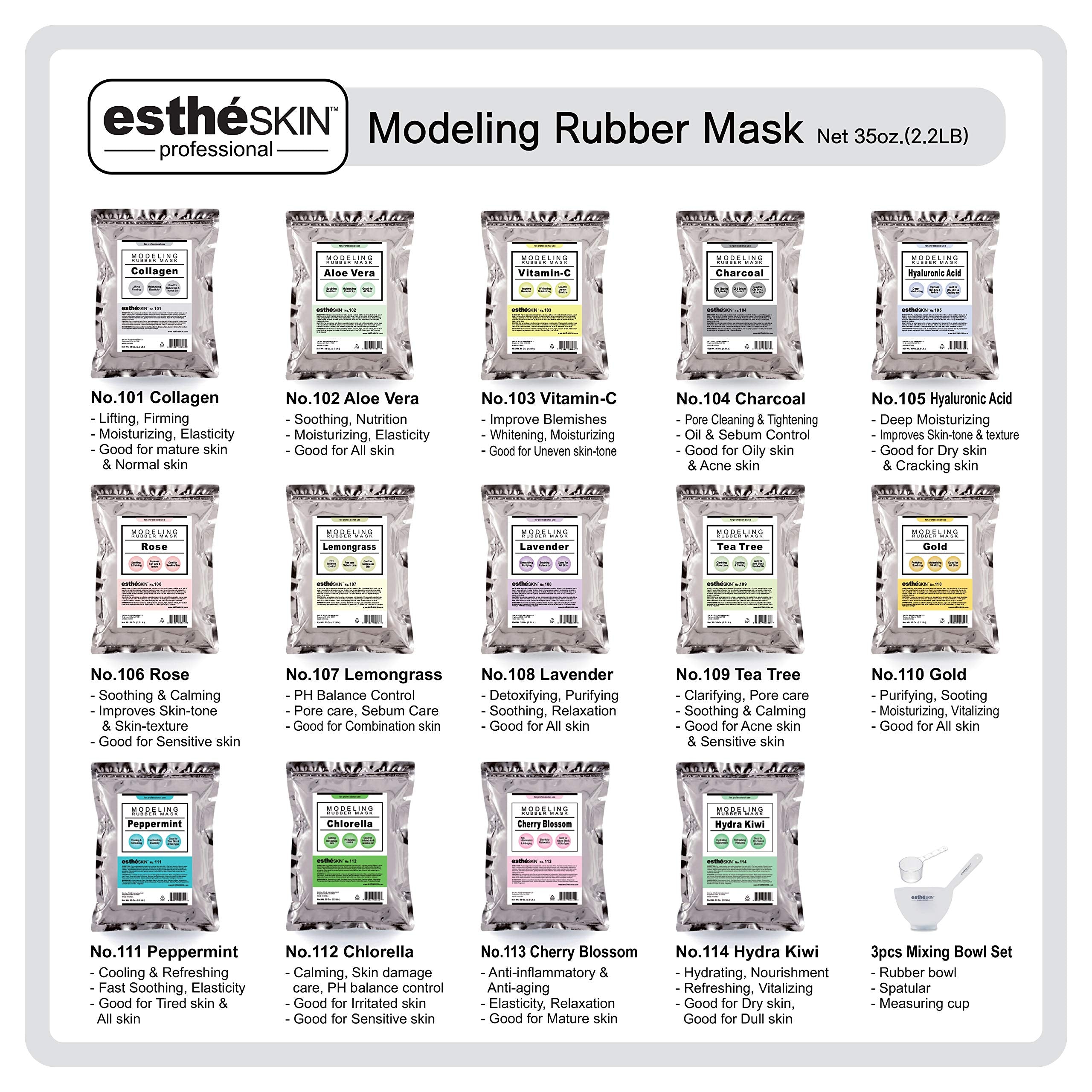estheSKIN No.105 Hyaluronic Acid Modeling Mask Powder for Professional Facial Treatment, 35 Oz.