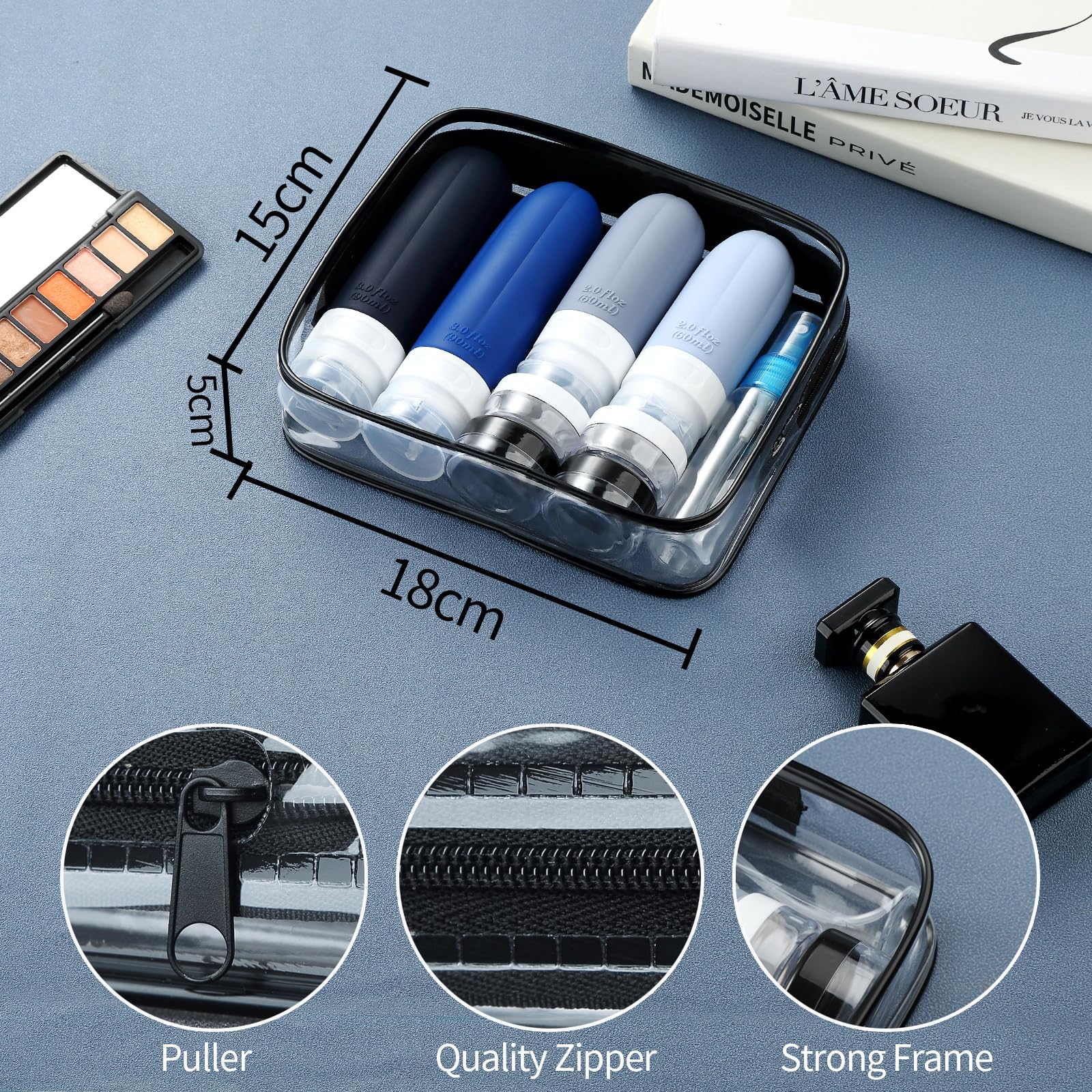 Gemice 16 Pack Travel Size Bottles, TSA Approved Leakproof Travel Containers for Toiletries, Silicone Refillable Travel Essentials Accessories with Travel Bag for Shampoo Conditioner