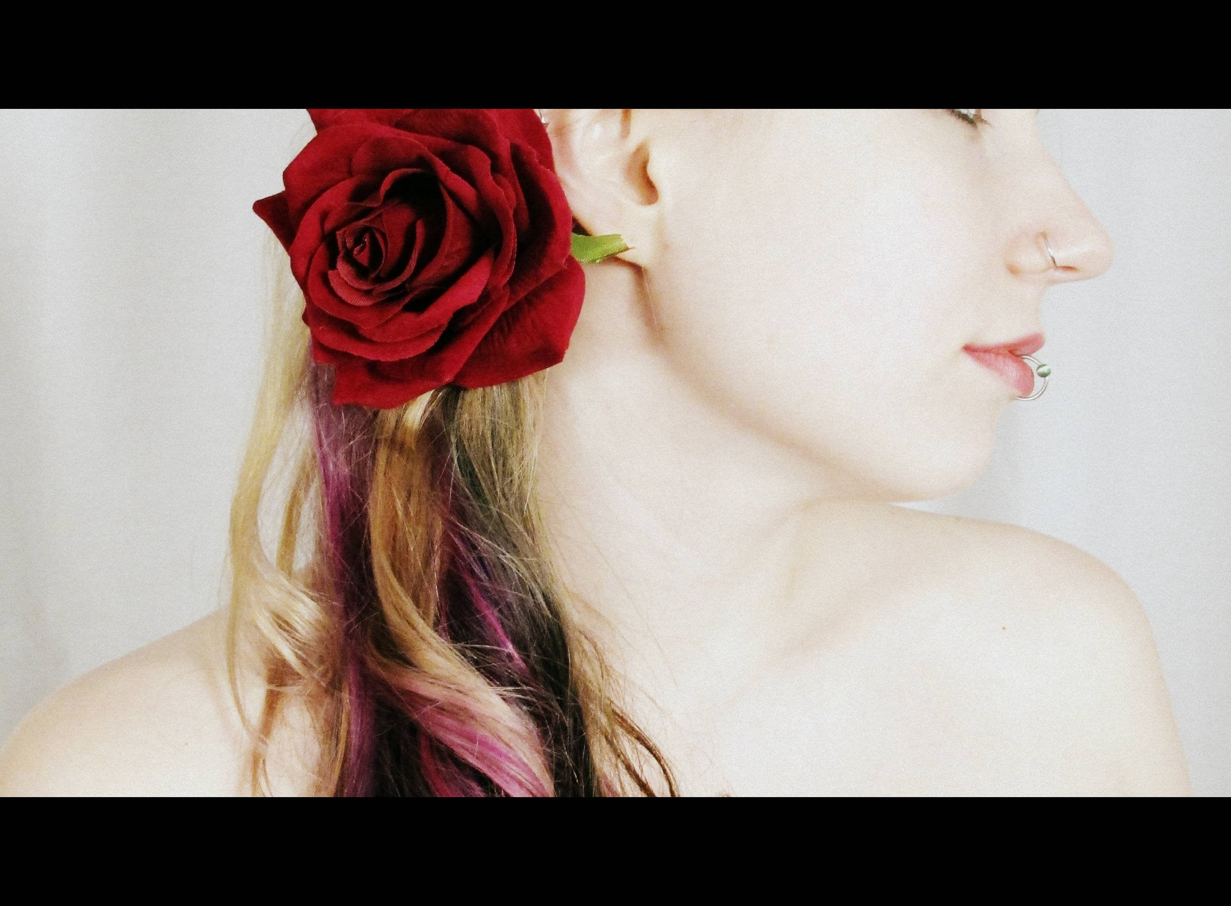 Dark Red Velvet Rose Hair Flower Clip 3-in-1