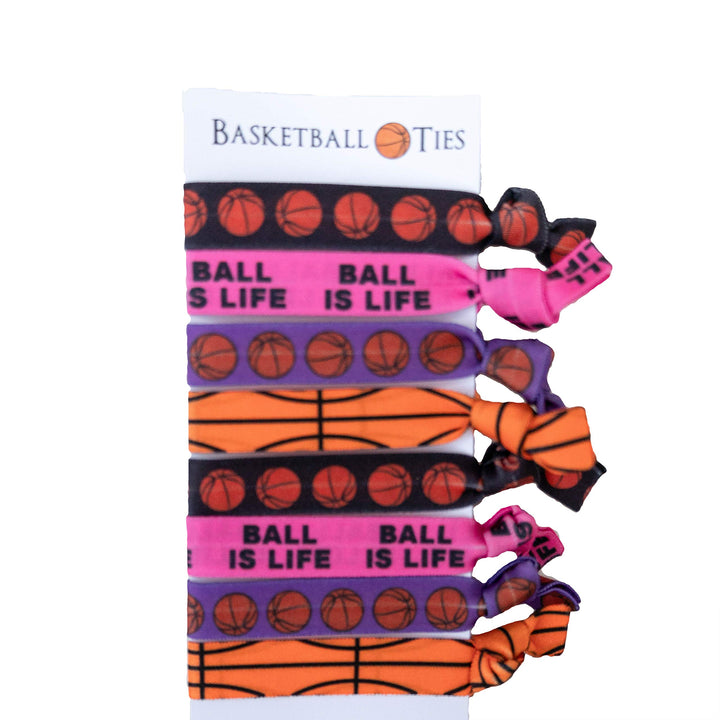 8 Piece Hair Elastic Set - Basketball Gift for Girls & Women - Accessories for Players, Coaches, Teammates, High School Basketball Teams, Women's Leagues -