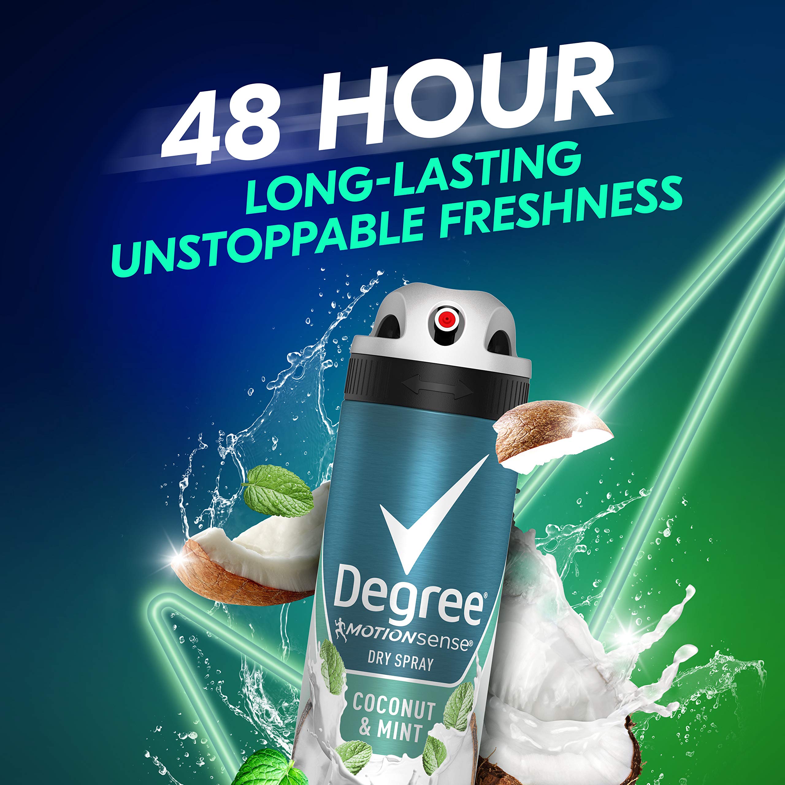 DEGREE Men Antiperspirant Deodorant Spray Coconut & Mint 48-Hour Protection,3.8 Ounce, 3 Count