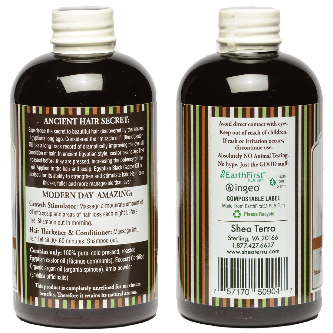 Shea Terra Organics 100 Percent Pure Egyptian Black Castor Extra Virgin Oil ââ‚¬â€œ Argan and Amla | All-Natural Strengthening and Conditioning Hair Oil for Healthy Hair Growth and Scalpââ‚¬â€œ 8 oz