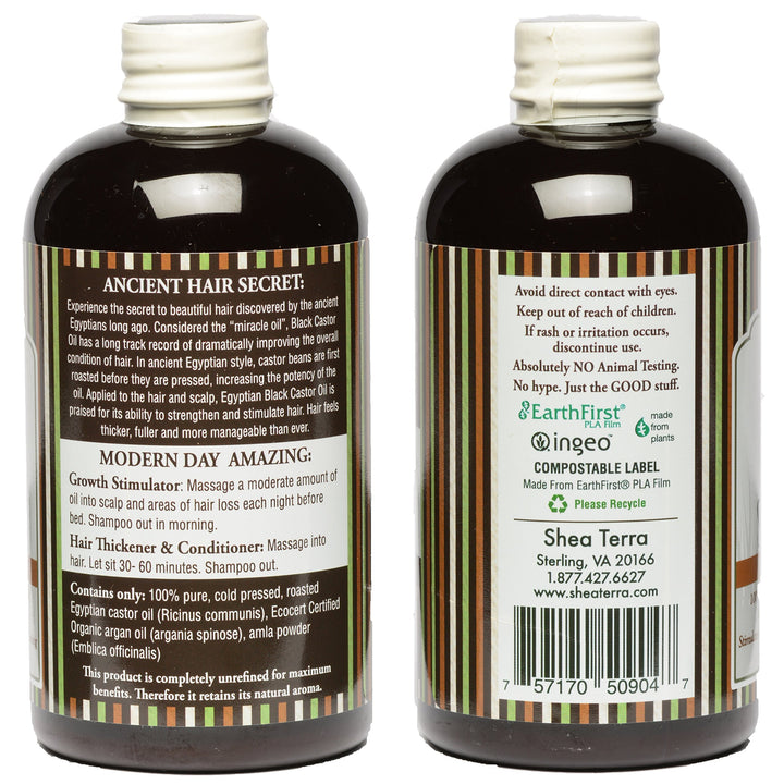 Shea Terra Organics 100 Percent Pure Egyptian Black Castor Extra Virgin Oil ââ‚¬â€œ Argan and Amla | All-Natural Strengthening and Conditioning Hair Oil for Healthy Hair Growth and Scalpââ‚¬â€œ 8 oz