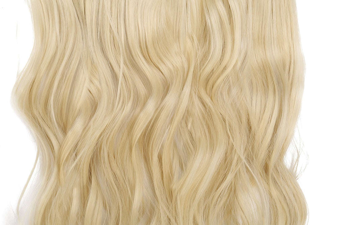 S-noilite Elegant 29(73cm) Longest Curly Bleach Blonde 3/4 Full Head One Piece 5 Clips Clip in Hair Extensions