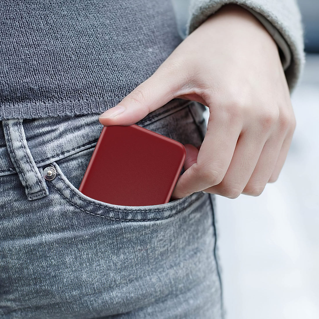 Kintion Pocket Mirror, 1X/3X Magnification LED Compact Travel Makeup Mirror with Light for Purse, 2-Sided, Portable, Folding, Handheld, Small Lighted Mirror for Gift, Wine Red