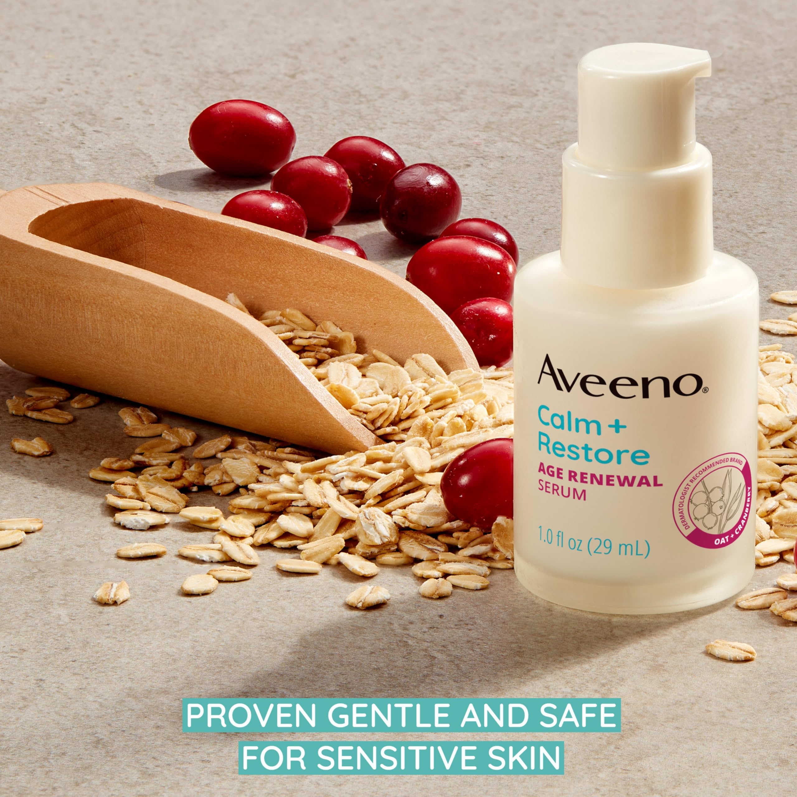 Aveeno Calm + Restore Age Renewal Anti-Aging Eye Gel, Under Eye Cream with Nourishing Oat & Cranberry Extract Visibly Improves the Look of Wrinkles & Crow's Feet, Fragrance Free, 0.5 oz