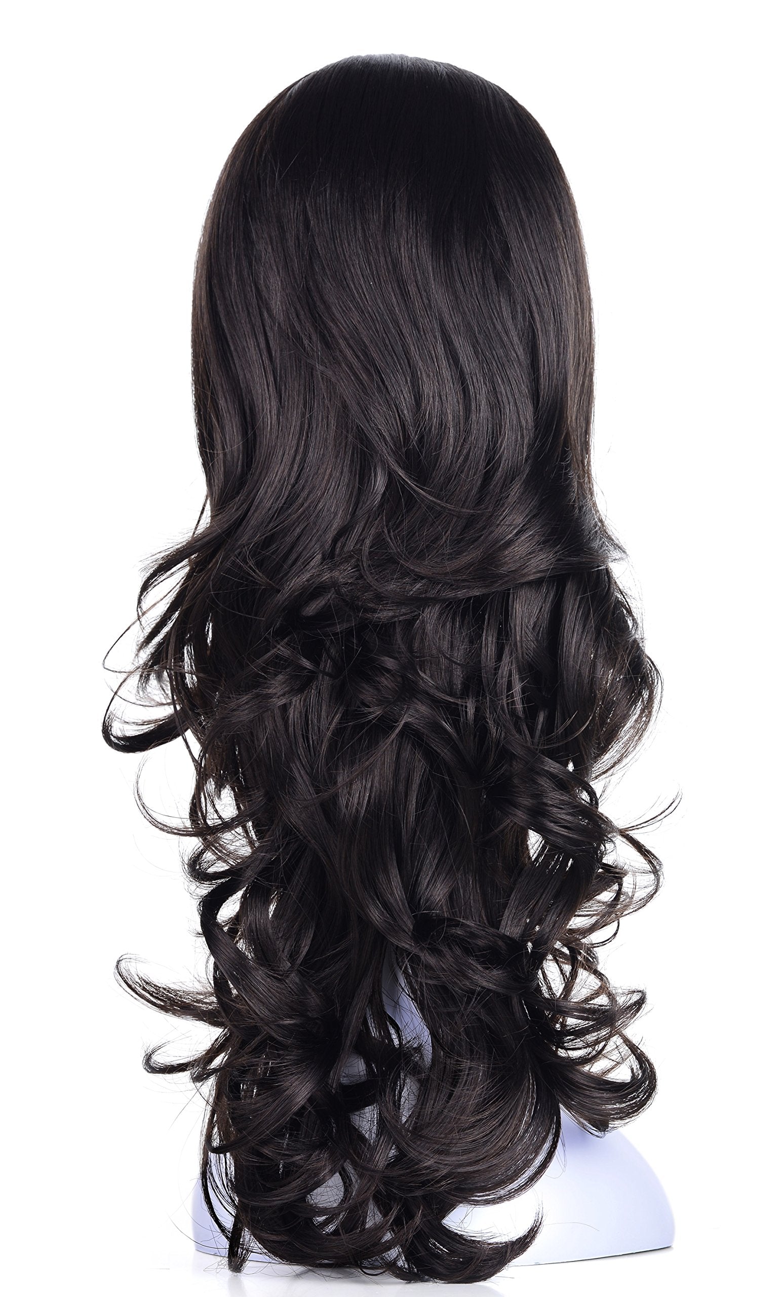 R2 : OneDor 23 Curly 3/4 Ladies Half Wig Kanekalon Hair Synthetic Wigs with Comb on a Mesh Head Cap (R2)