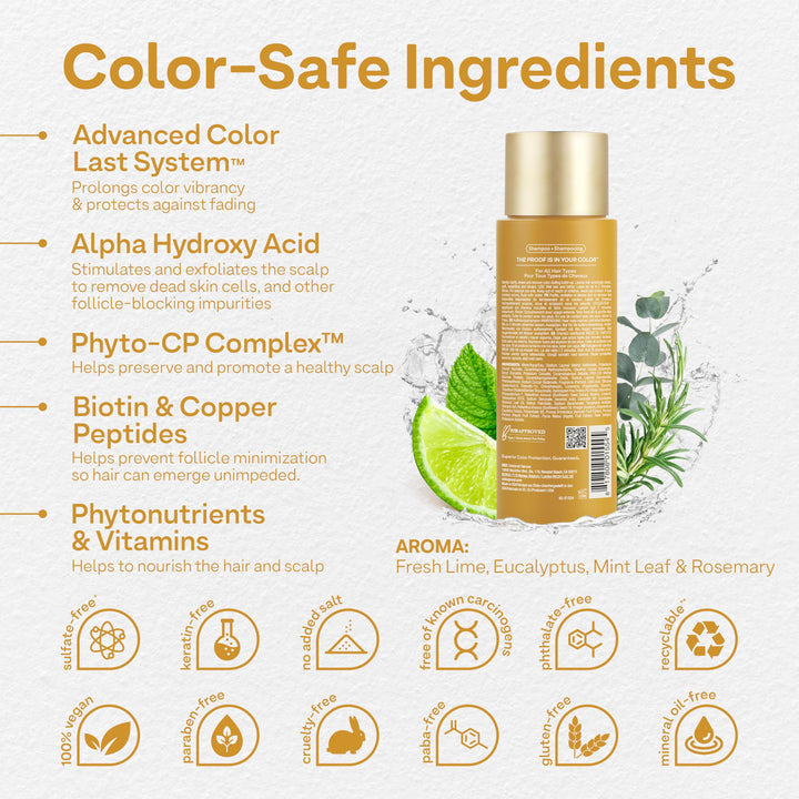 ColorProof Biorepair Thicken Shampoo for Color Treated Hair 8.5 Fl. Oz. Thickening Shampoo for Fine Hair w/Fresh Lime, Eucalyptus, Mint Leaf & Rosemary Scent
