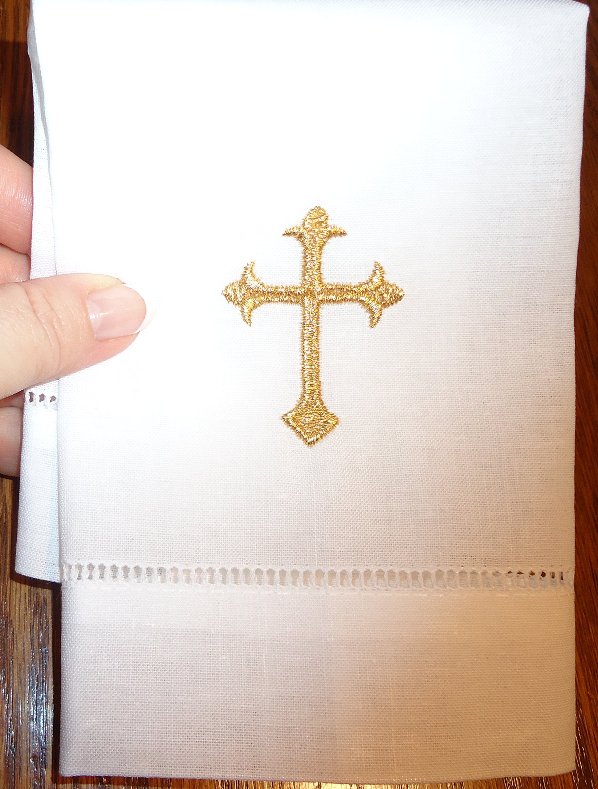Baby Baptism Cloth with Gold Cross
