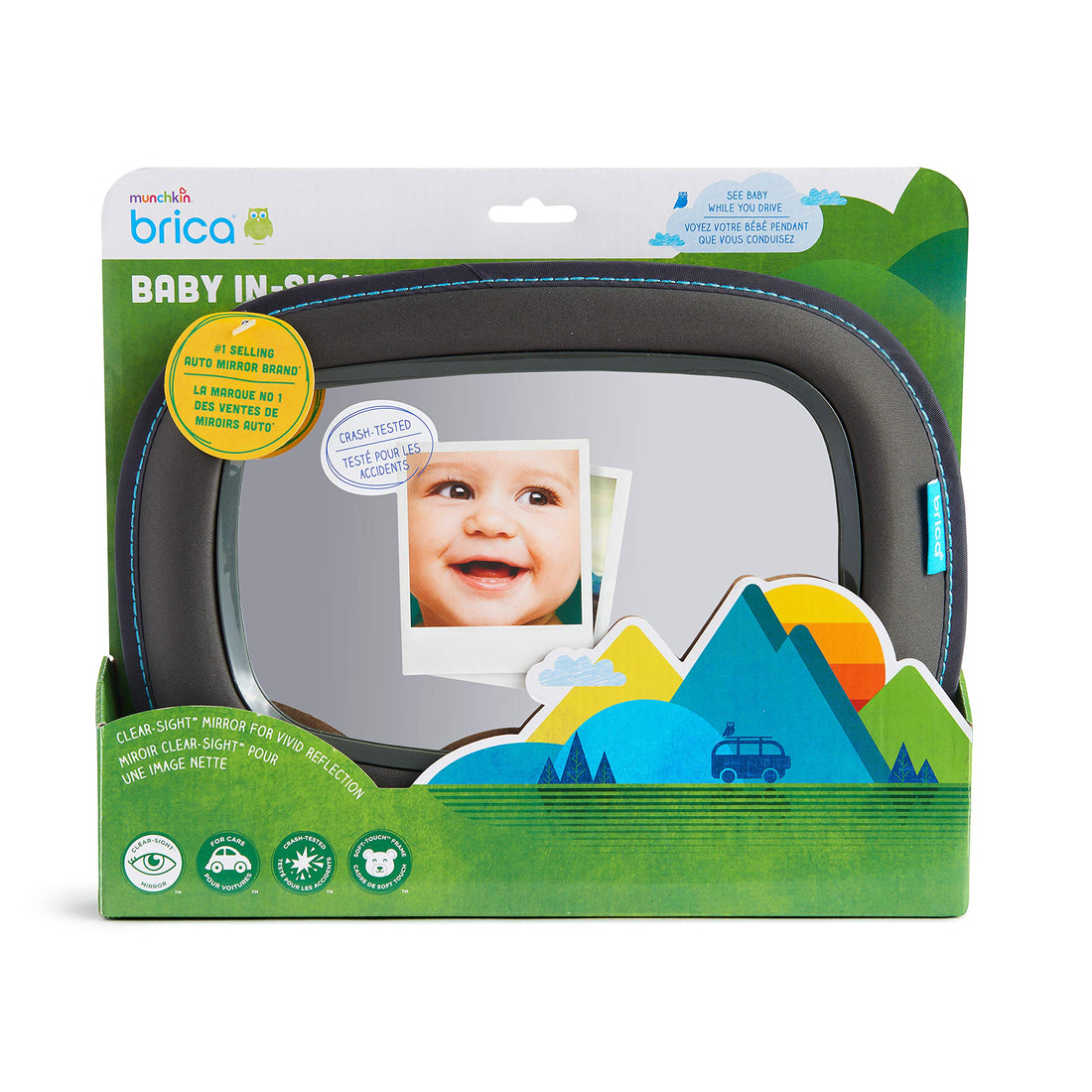 Munchkin Baby Car Mirror for Rear Facing Car Seats, Clear View Baby in-Sight Auto Mirror, Dark Grey