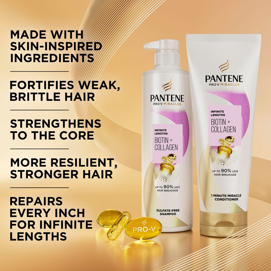 Pantene Pro-V Miracles Infinite Lengths Biotin + Collagen 1 Minute Miracle Conditioner 10.9 Fl oz