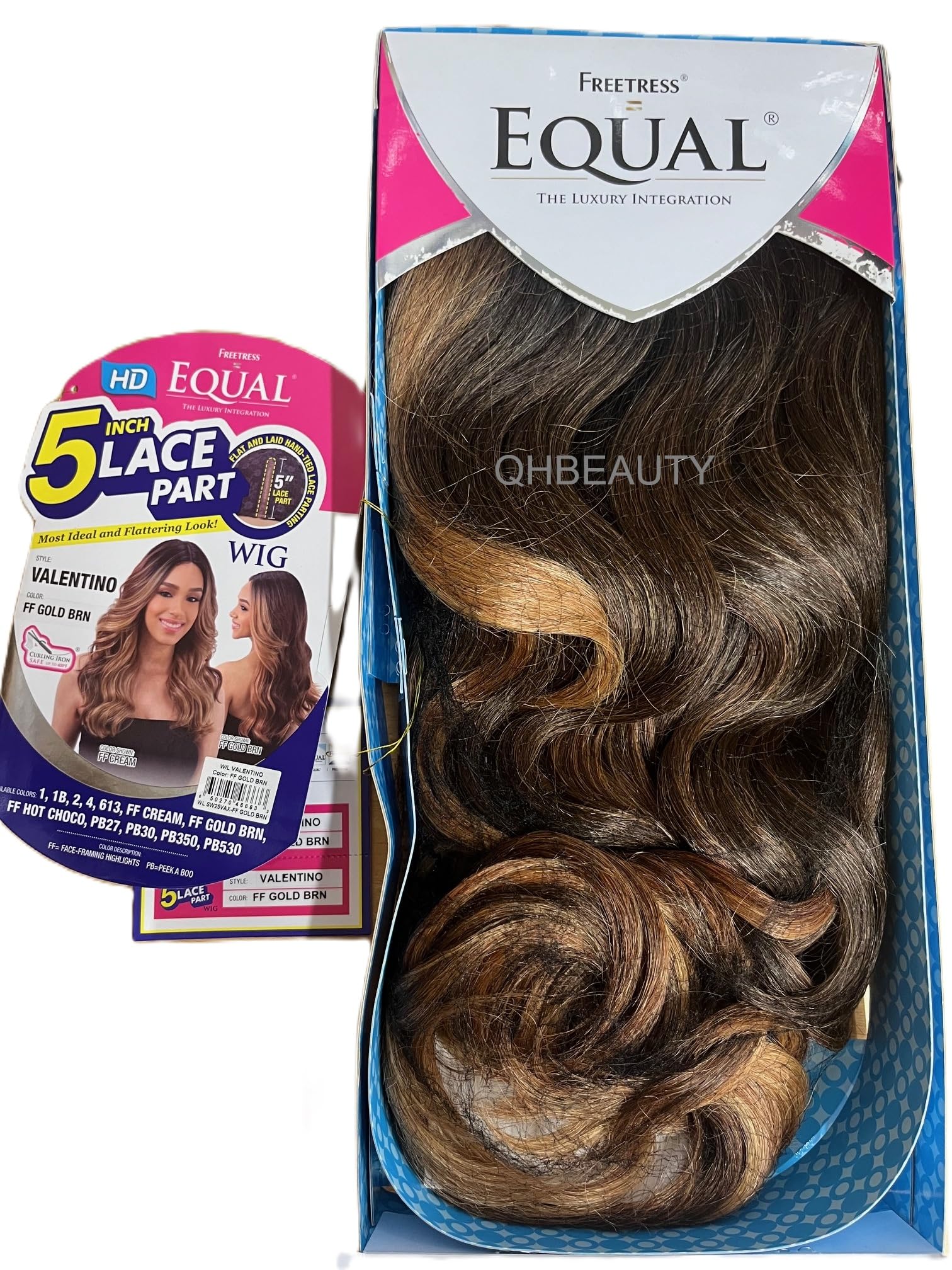 FreeTress Equal Synthetic Hair Wig Lace 5 Deep Part Lace Valentino (FFGOLDBRN)