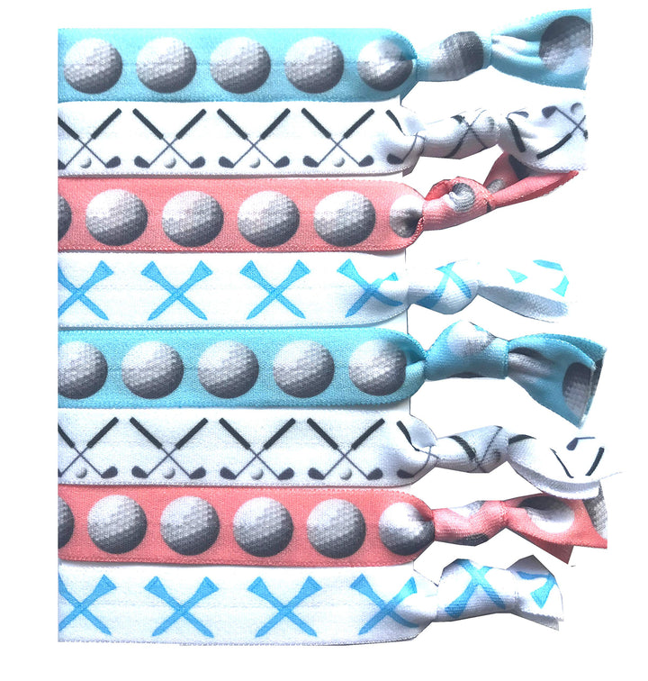 Golf Gift, 8 piece Hair Elastic Set - Accessories for Women, Players, Girls, High School Teams, Coaches, Leagues, Opponents, Partners, Tournaments -MADE IN THE USA
