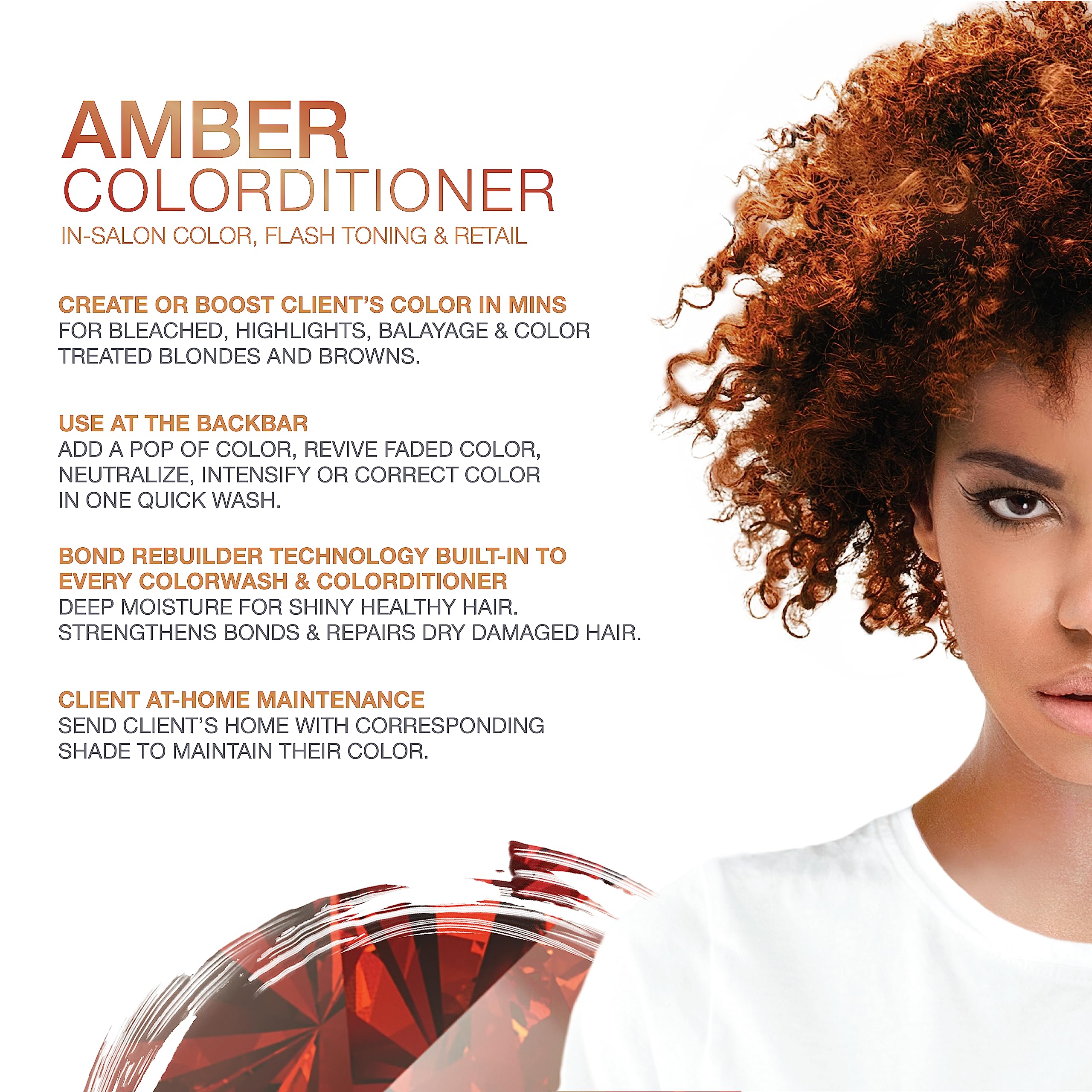 Celeb Luxury Gem Lites Colorditioner: Amber Copper Brown Hair Color Depositing Conditioner, Bondfix Bond Rebuilder, 10 Traditional Colors, Stops Fade. Condition + Color, Cruelty-Free, 100% Vegan
