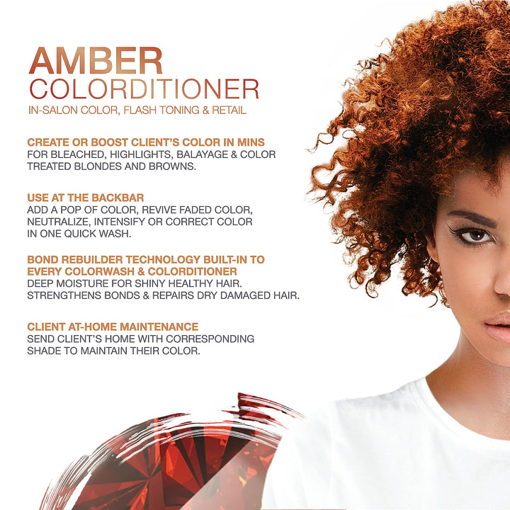 Celeb Luxury Gem Lites Colorditioner: Amber Copper Brown Hair Color Depositing Conditioner, Bondfix Bond Rebuilder, 10 Traditional Colors, Stops Fade. Condition + Color, Cruelty-Free, 100% Vegan