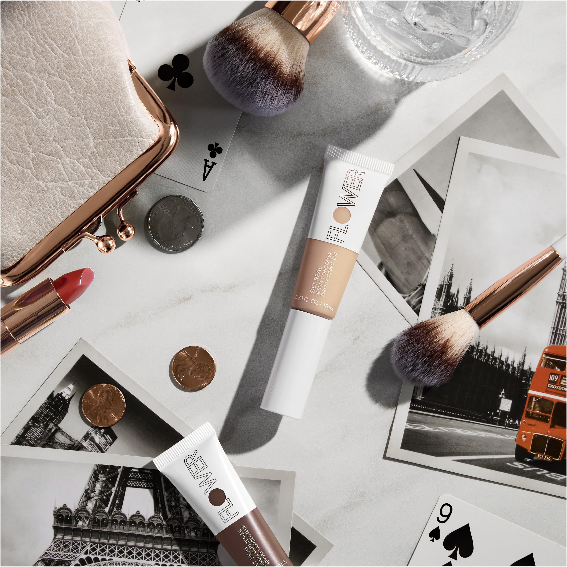 FLOWER BEAUTY By Drew Barrymore Get Real Serum Concealer - Brightens Skin + Blurs Blemishes - Hydrating Serum- Light