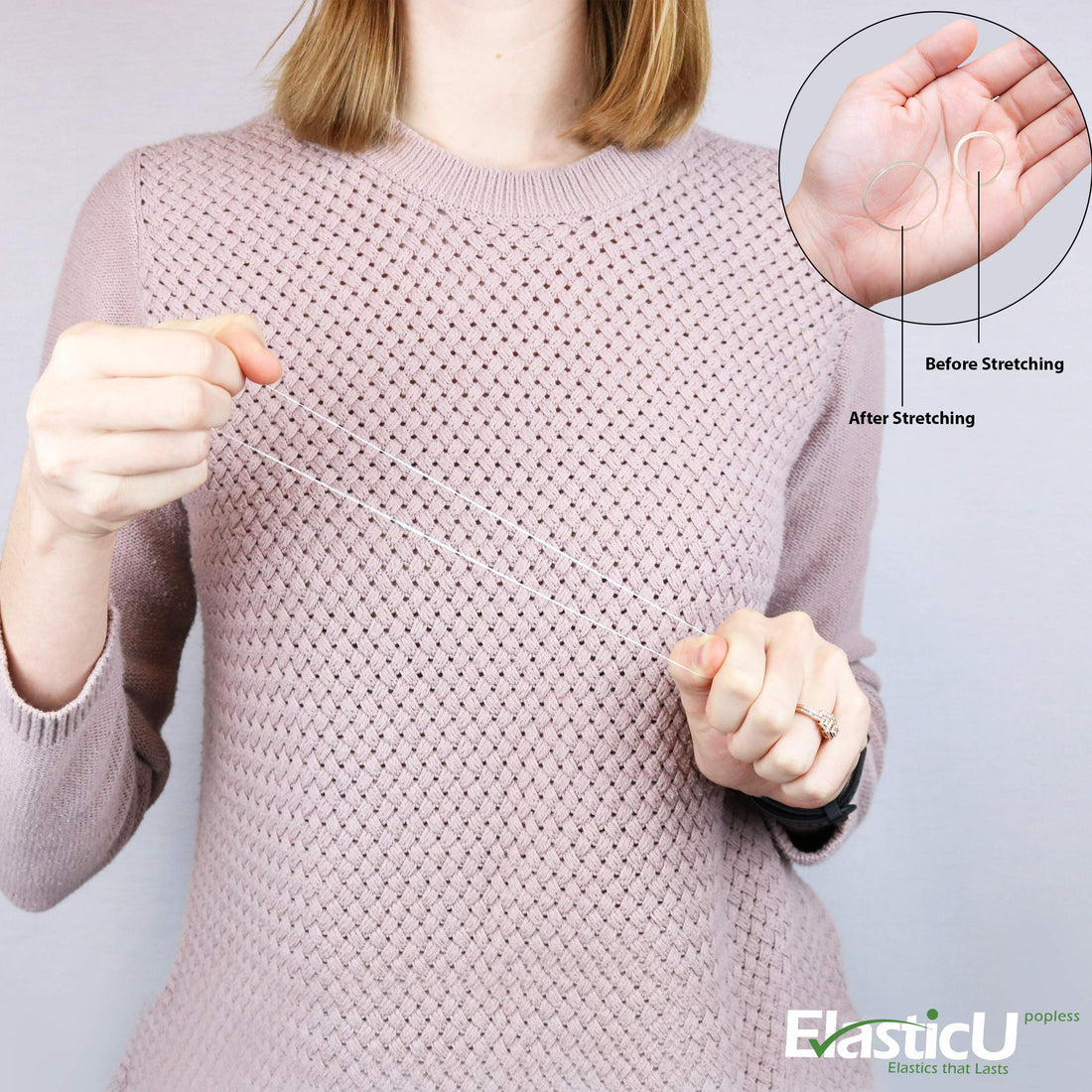 Hair Elastics - STRONG - REUSEABLE - clear Premium Polybands Pack of 70 for Ponytail by ElasticU