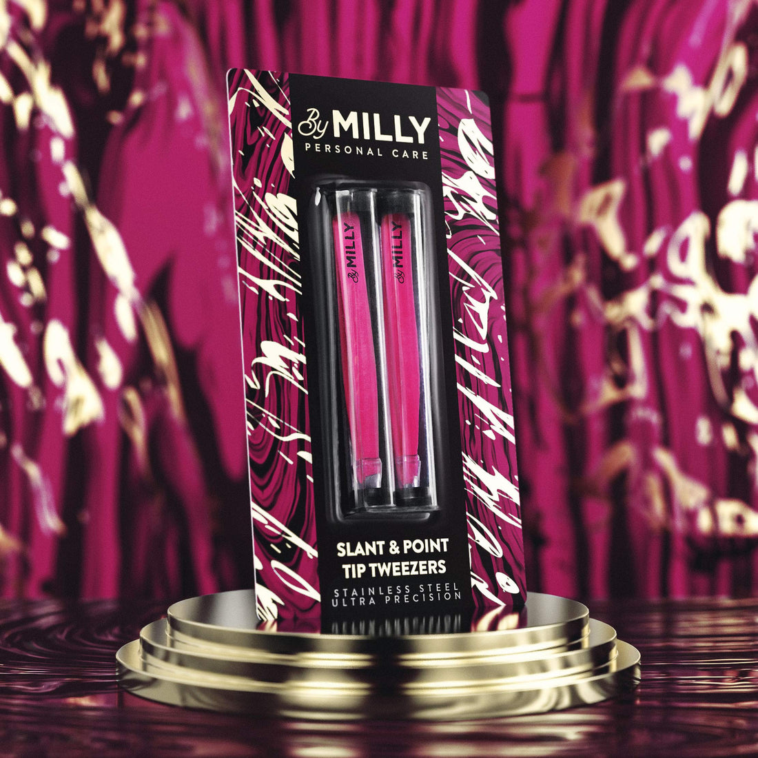 Precision Tweezers | Slant and Pointed | Tweezers for Eyebrows and Ingrown Hair | Tweezers Set | Perfectly Aligned Hand-Filed Tips For Ultra Precision | Effortless Plucking | For Men and Women | Pink