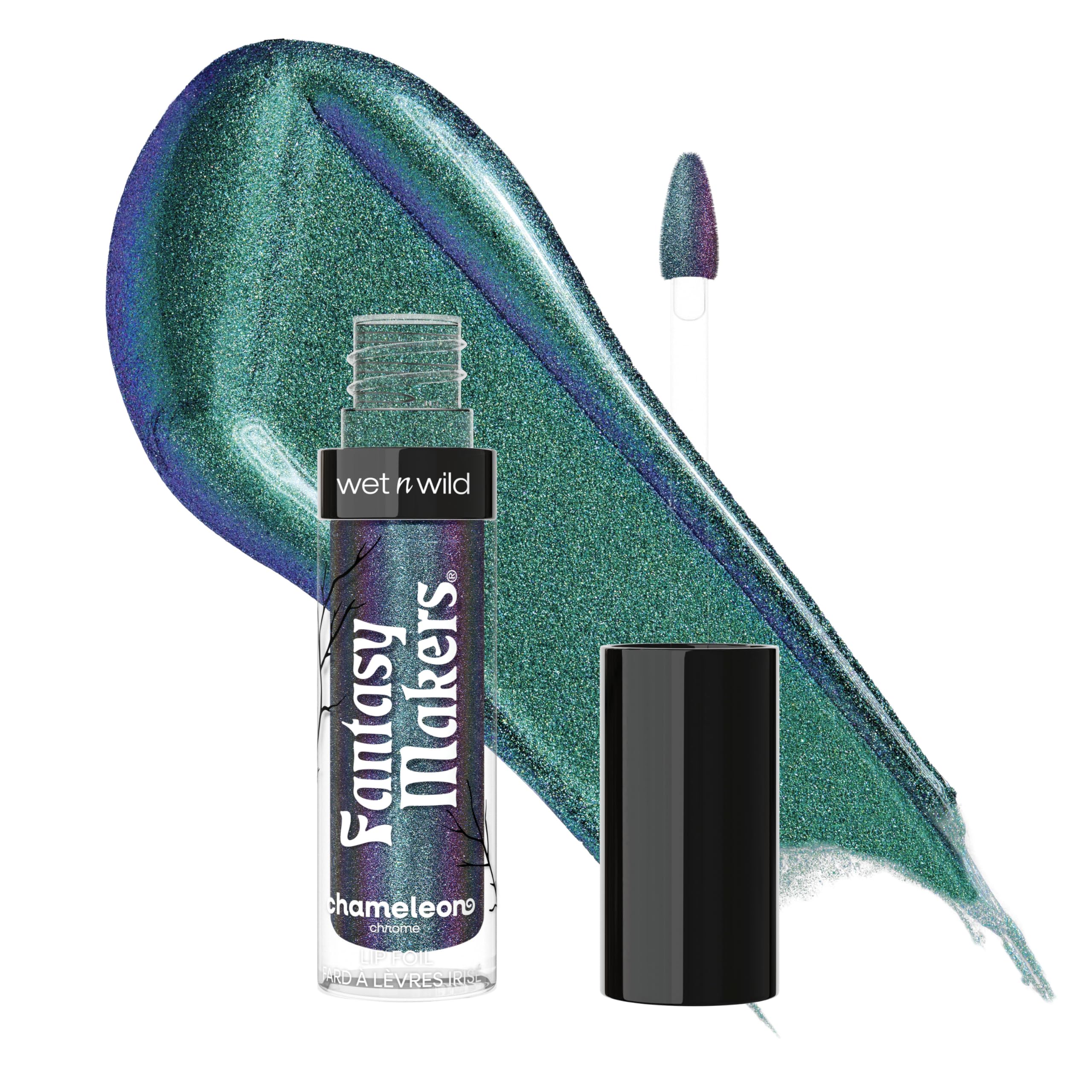 wet n wild Halloween Fantasy Makers Chameleon Chrome Lip Foil, Intense Multi-Chrome Pigment, Mesmerizing Blendable Color Shift Foil Finish, Cruelty-Free - Serpent's Spell