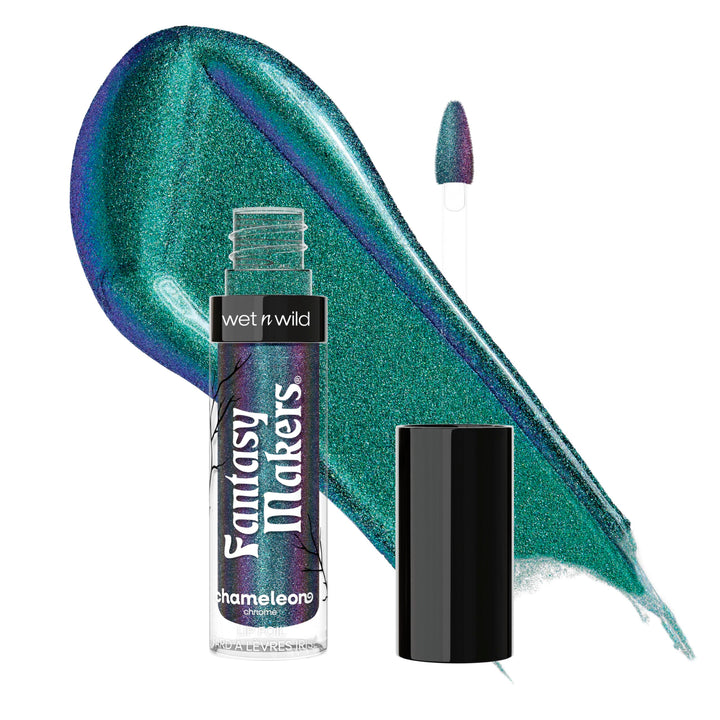 wet n wild Halloween Fantasy Makers Chameleon Chrome Lip Foil, Intense Multi-Chrome Pigment, Mesmerizing Blendable Color Shift Foil Finish, Cruelty-Free - Serpent's Spell