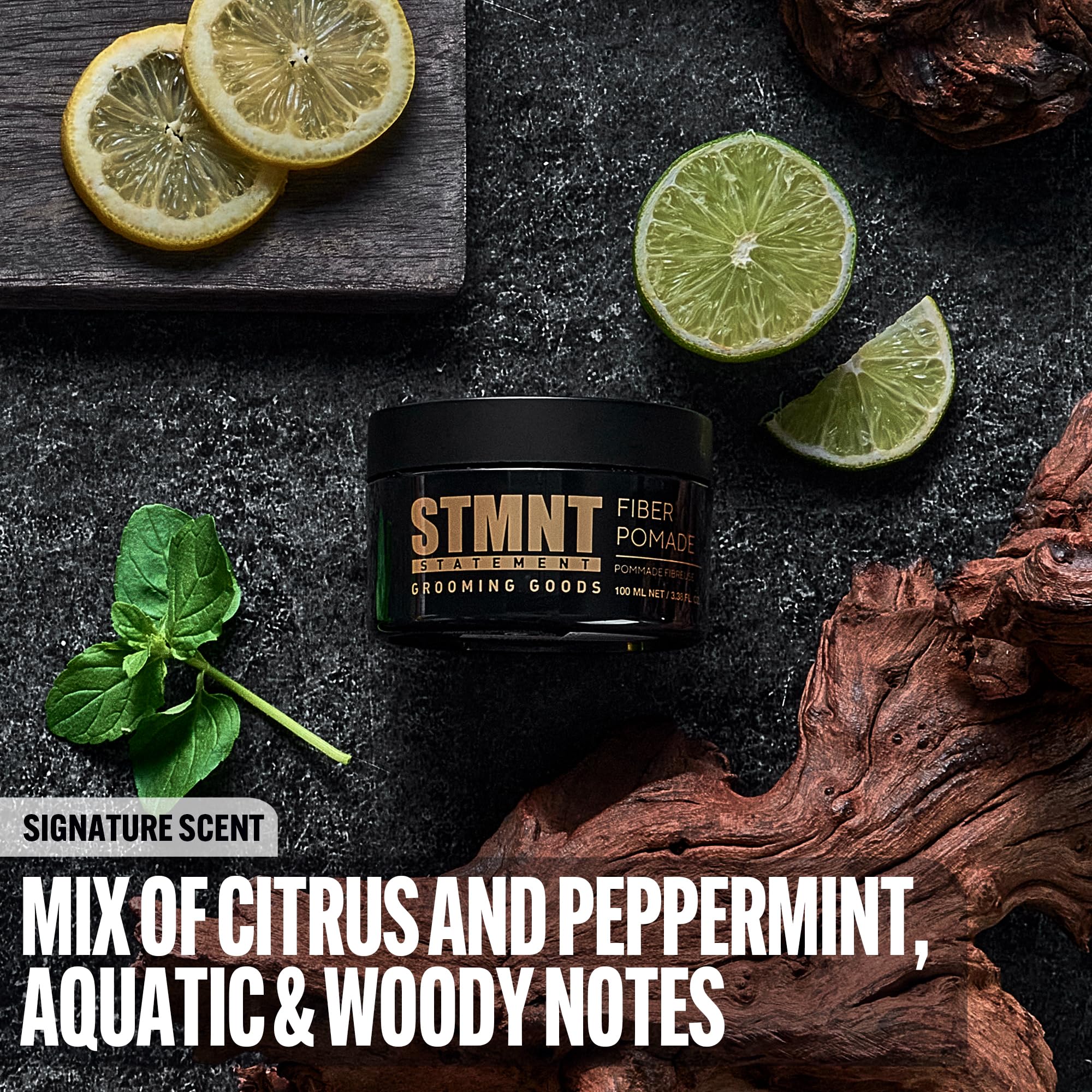 STMNT Grooming Goods Fiber Pomade, 3.38 oz | Semi-Matte Finish | Strong Control | Easy To Wash Out