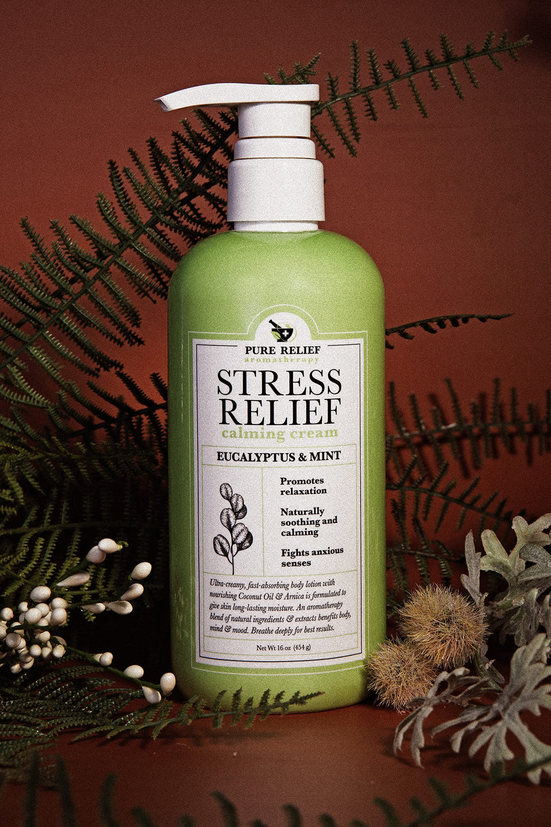Pure Relief Eucalyptus Body Lotion Herbal Skin Care Stress Relief Lotion For Women | Calming Arnica, Coconut Oil, & Mint Lotion | Aromatherapy Dry Skin Moisturizer & Arnica Bruise Body Cream,16 Oz