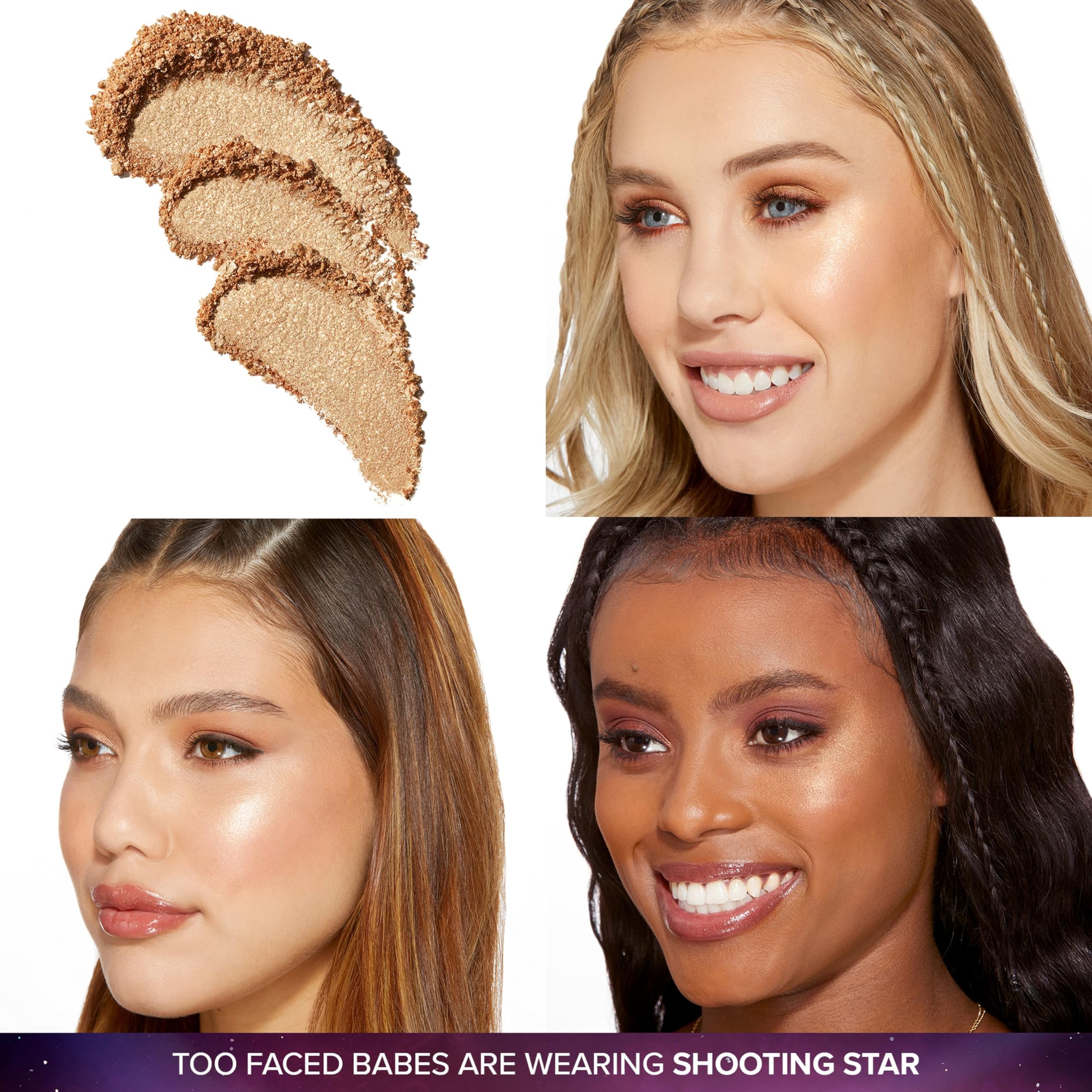 Too Faced Moon Crush Highlighter | Blendable, Weightless, Shimmer + Luminous Glow Finish, 0.24 Ounce, Shooting Star