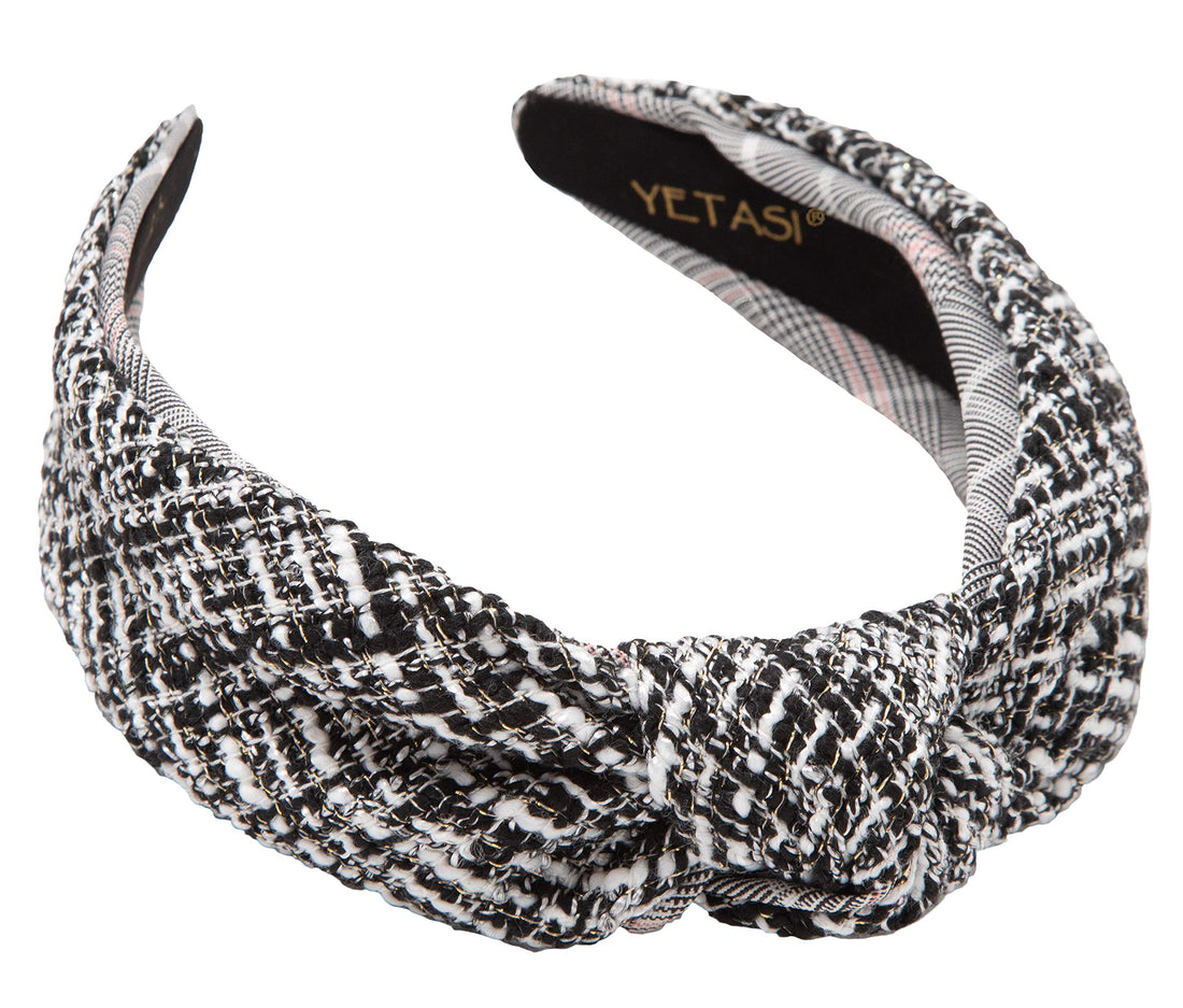 Tweed Knotted Headbands for Women Go with Everything. Welmade Black Top Knot headband for women Fashion is Adjustable . Comfy Black Knotted Headband is Cute. Ladies headbands Get Many Compliments