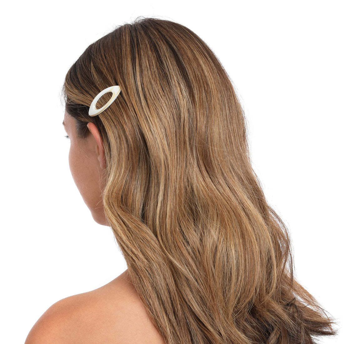 France Luxe Mini Cutout Oval on Plastic Tige Boule Barrette - Alba