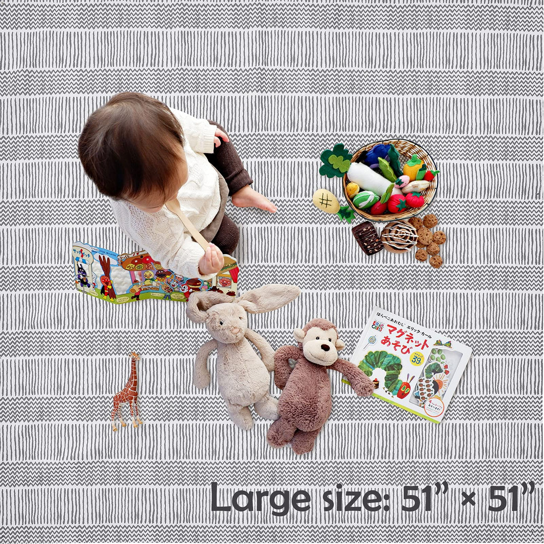 Splat Mat for Under High Chair/Arts/Crafts, Triluby 51 Waterproof Non Slip Food Splash Mat for Eating Mess, Washable Weaning Mat Reusable Spill Floor Protector (Stripe)