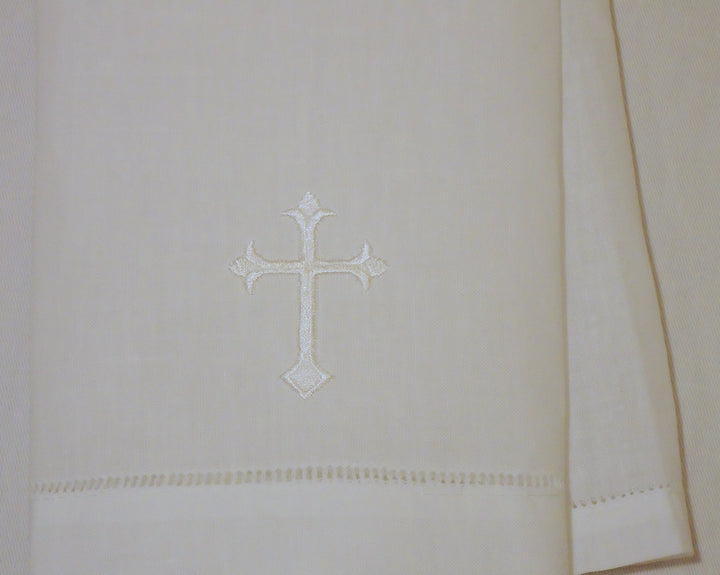 White Linen Baptism Cloth with White Cross Towel Size Model: