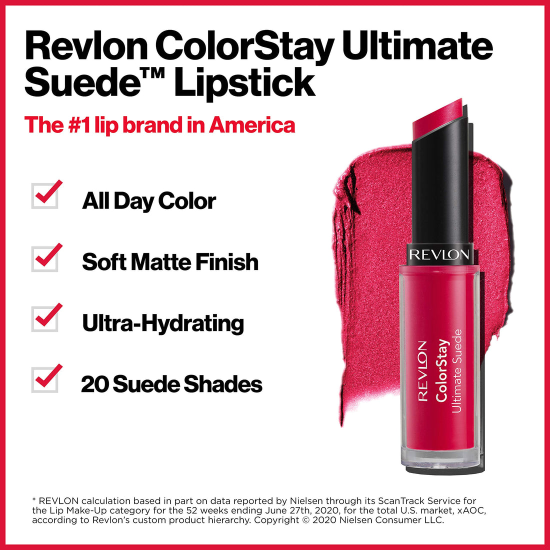 REVLON Lipstick, ColorStay Ultimate Suede Lipstick, High Impact Lip color with Moisturizing Creamy Formula, Infused with Vitamin E, 025 Socialite, 0.09 Oz