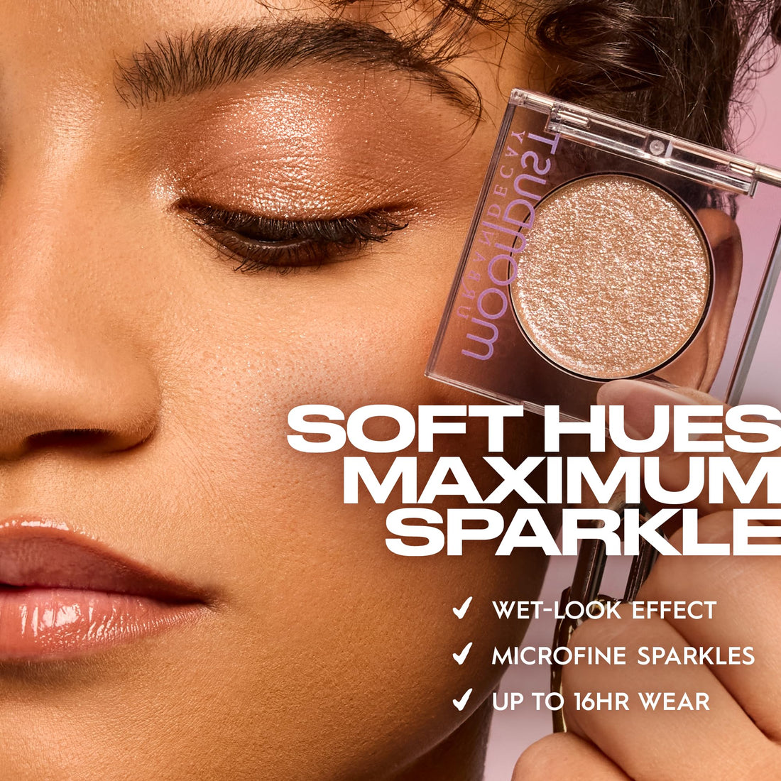 Urban Decay 24/7 Moondust Glitter Eyeshadow Single (Glitter Rock - Multidimensional Pink Sparkle), Buildable Sparkly Eye Glitter, Long-lasting Shimmer Finish, Reflective Eye Shadow Topper - 0.06 oz