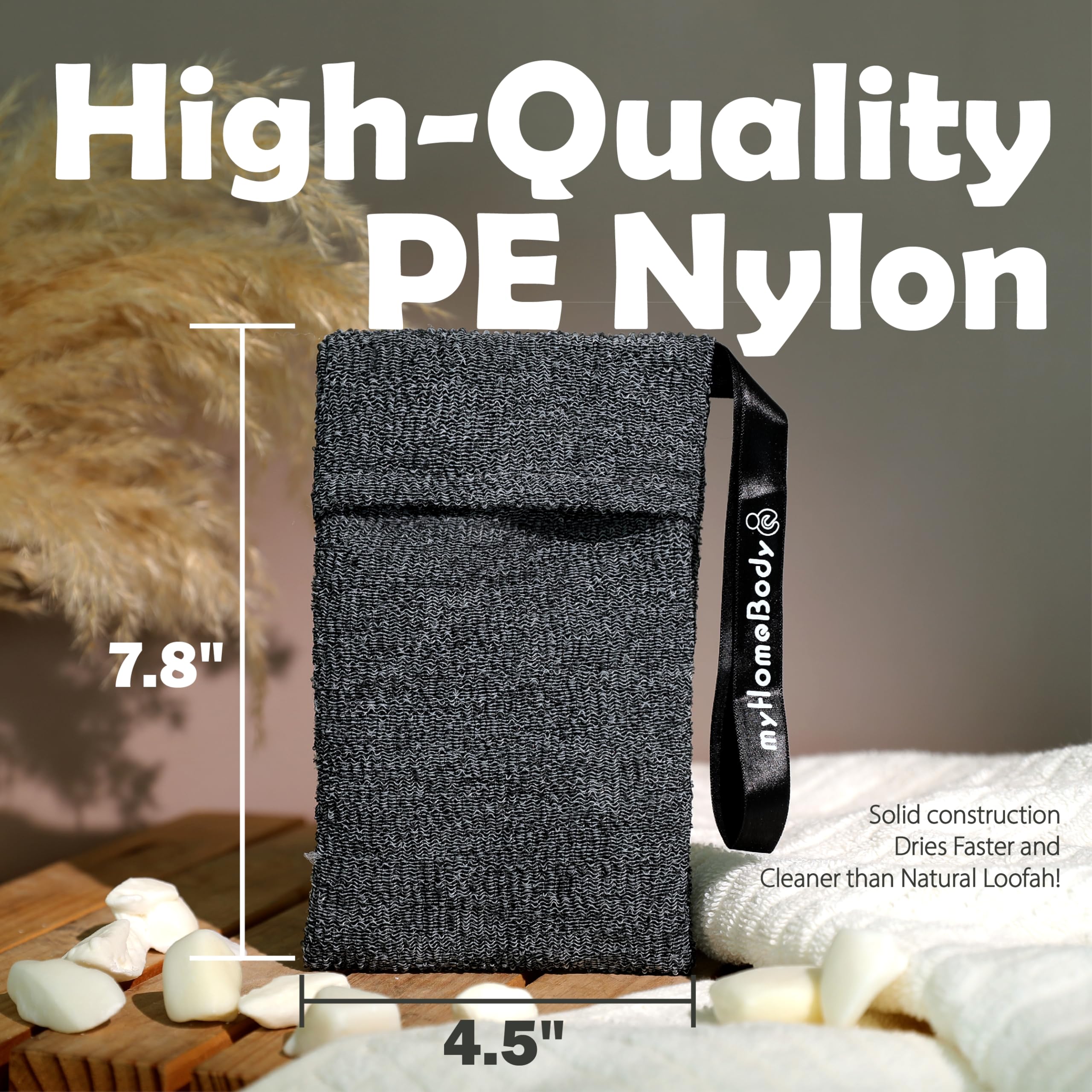 myHomeBody Soap Pocket Exfoliating Pouch, Body Scrubber Sponge, Exfoliator for Bath, Shower or Leftover Bits Saver, Graphite Gray, 6 Pack + 6 Lift Pads