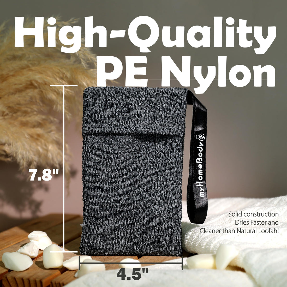 myHomeBody Soap Pocket Exfoliating Pouch, Body Scrubber Sponge, Exfoliator for Bath, Shower or Leftover Bits Saver, Graphite Gray, 6 Pack + 6 Lift Pads