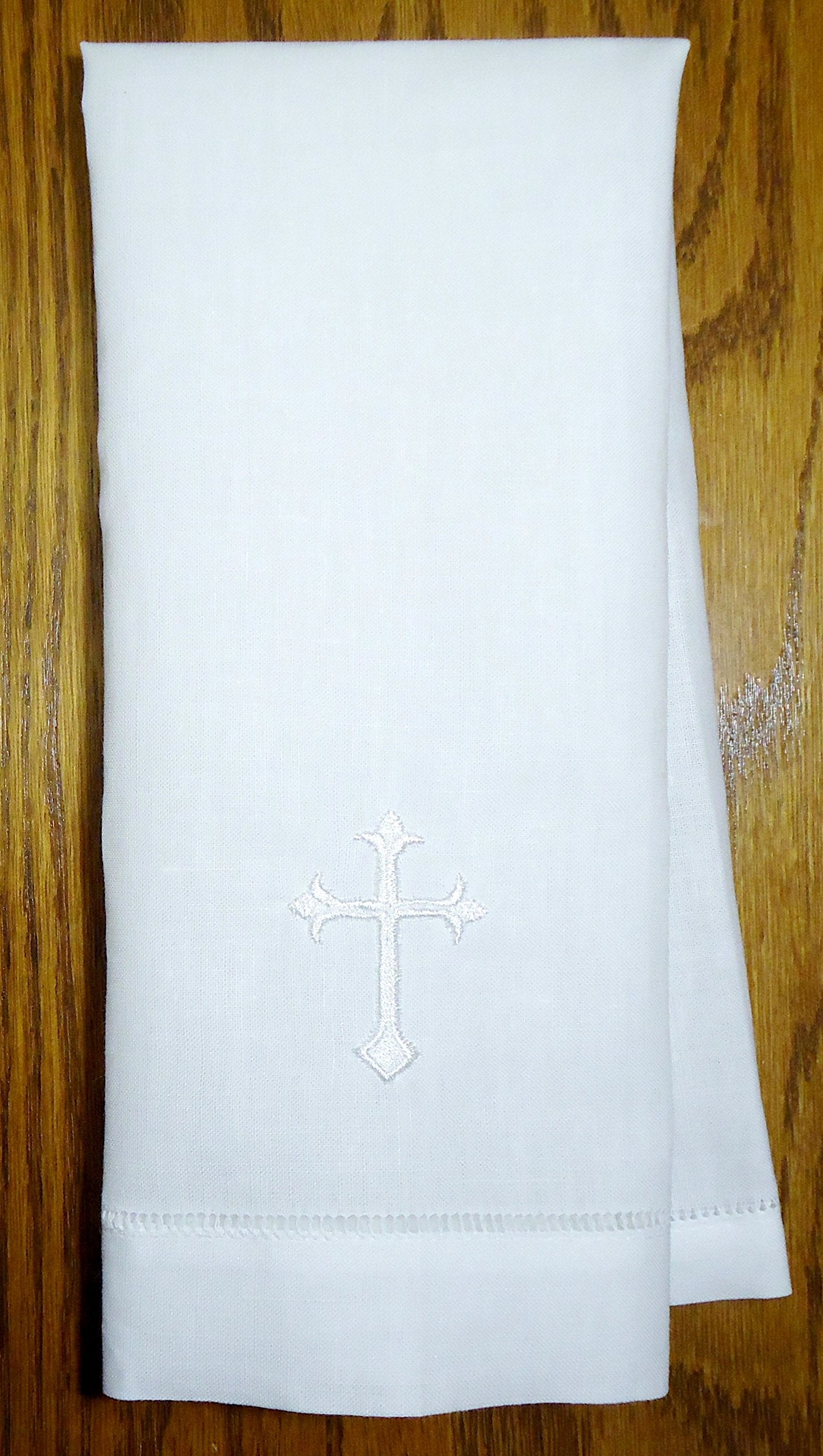 White Linen Baptism Cloth with White Cross Towel Size Model: