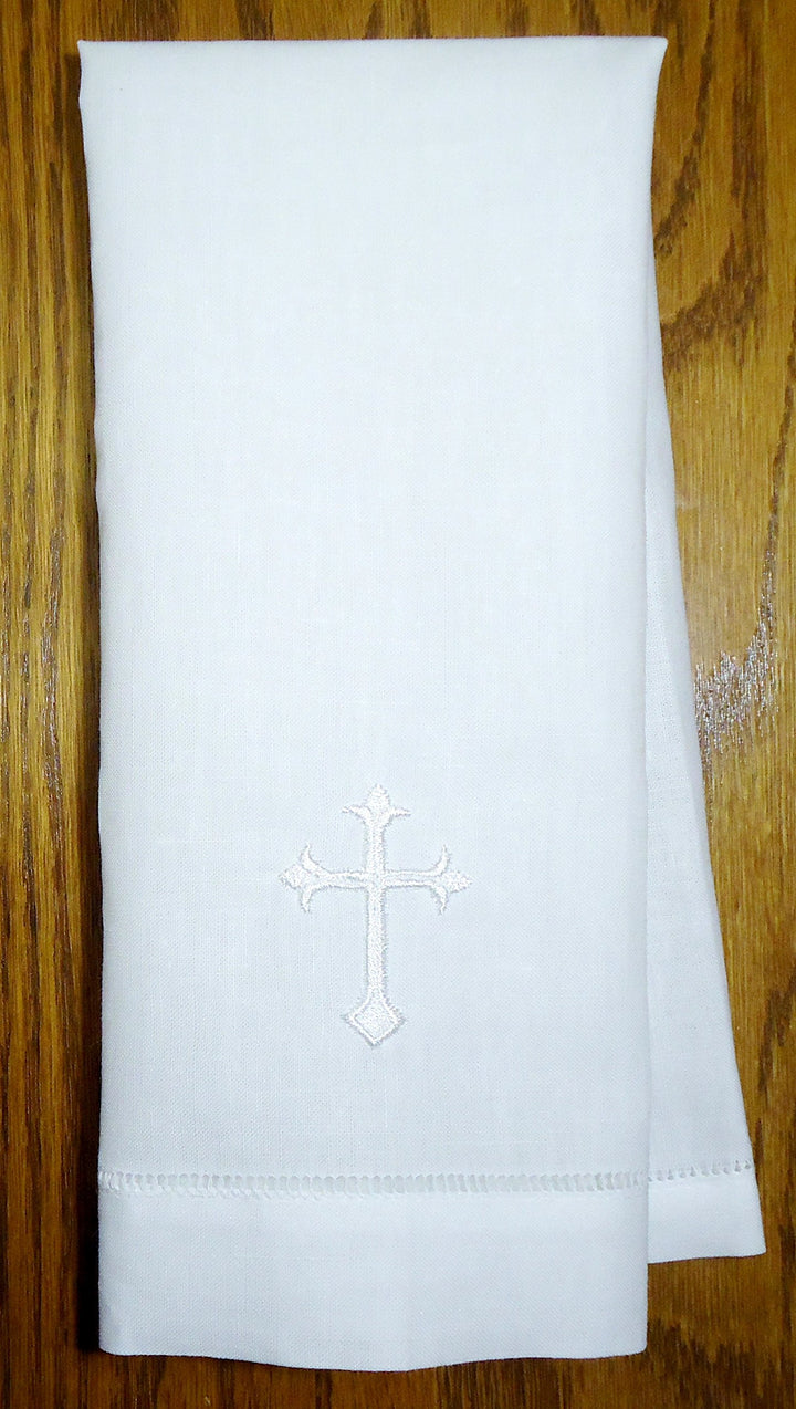 White Linen Baptism Cloth with White Cross Towel Size Model: