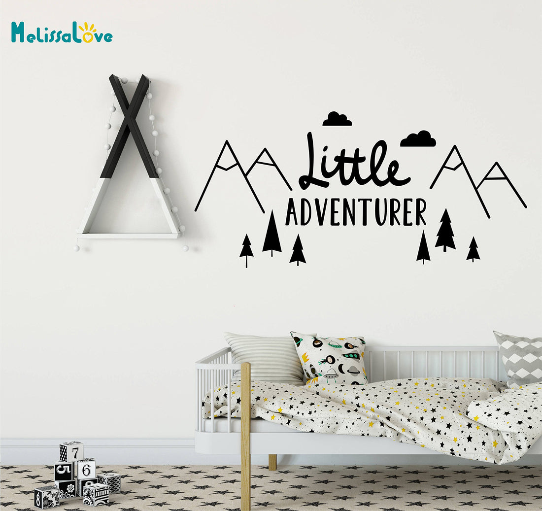 DXLING 85X40cm Little Adventurer Home Wall Decal Sticker Adesivo de Parede Vinyl Wall Stickers for Kids Room Baby Room Nursery Wallpaper YA374 (Black)