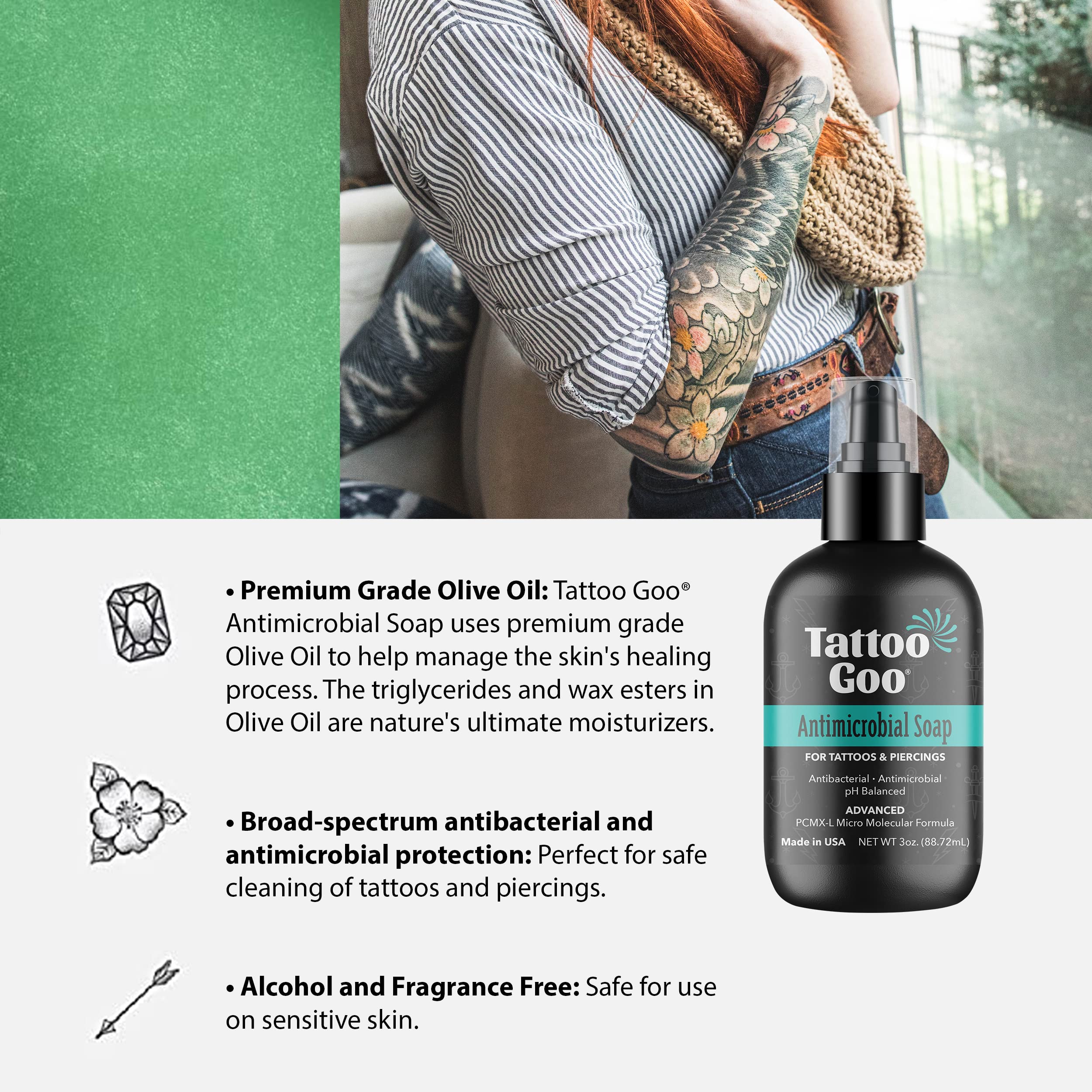 Tattoo Goo Deep Cleansing Soap for Tattoos & Piercings 2oz ââ‚¬â€œ New Formula