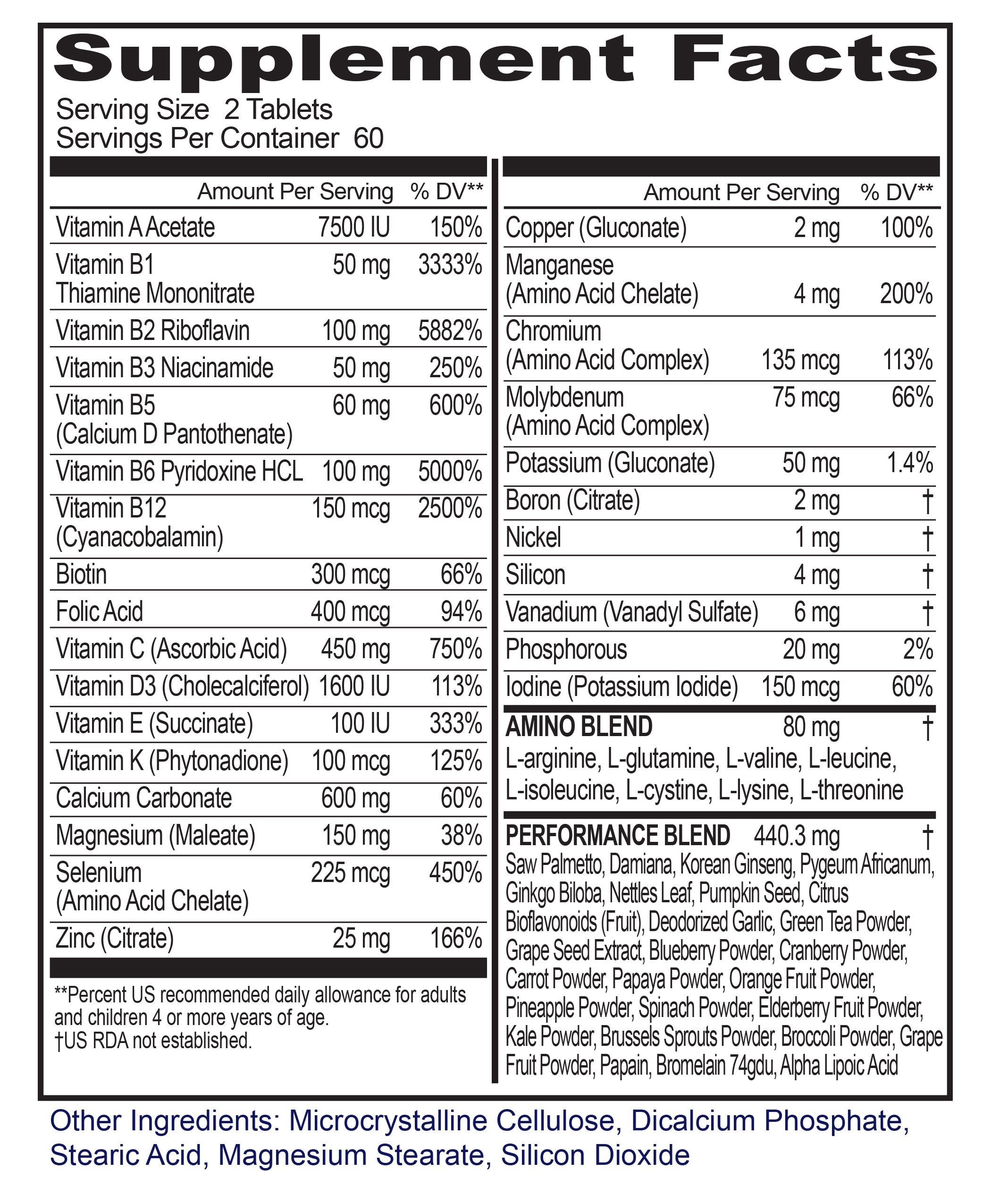 Infinite Labs Men's Multi-Vitamin Tablets, 120 Count