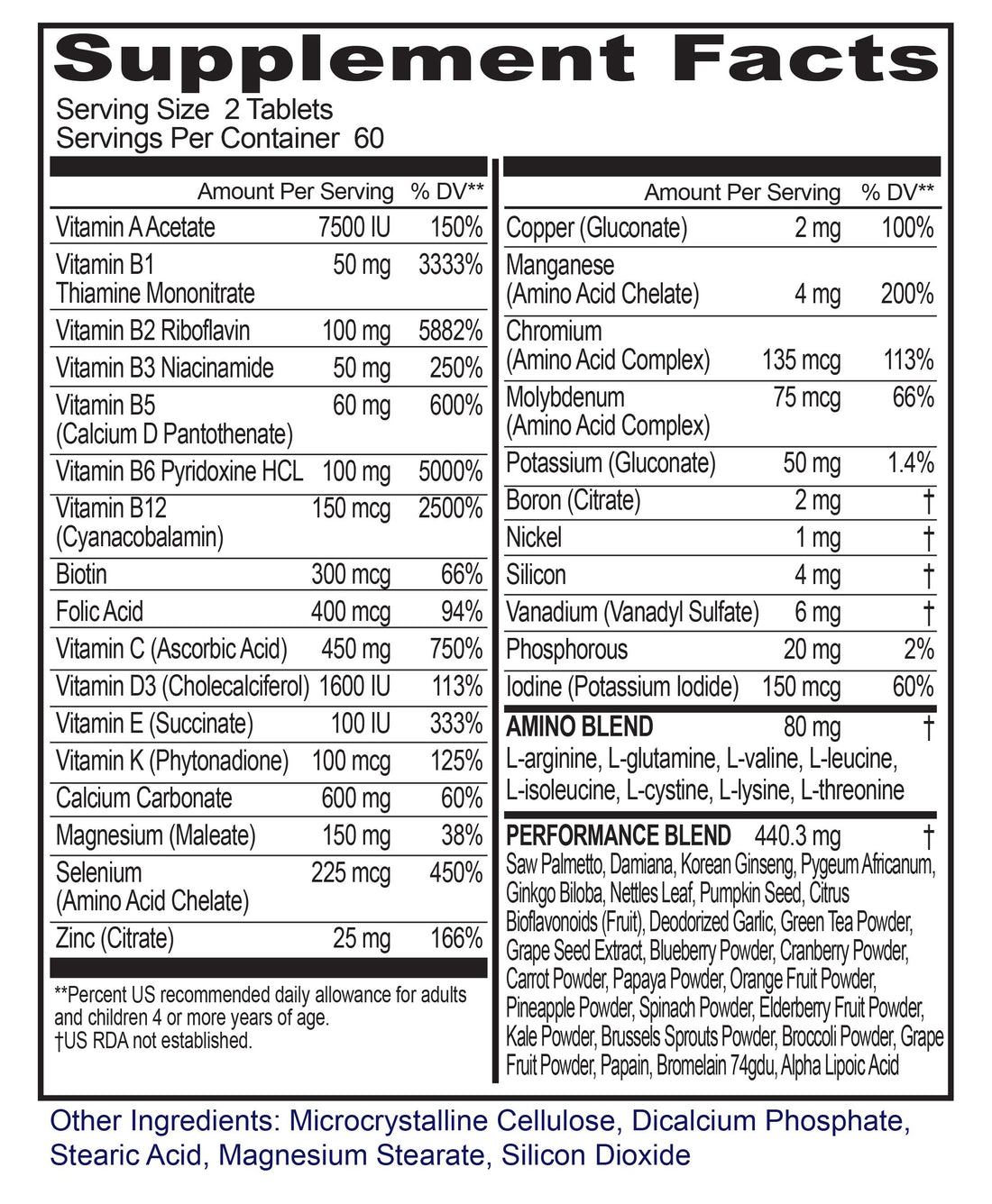 Infinite Labs Men's Multi-Vitamin Tablets, 120 Count