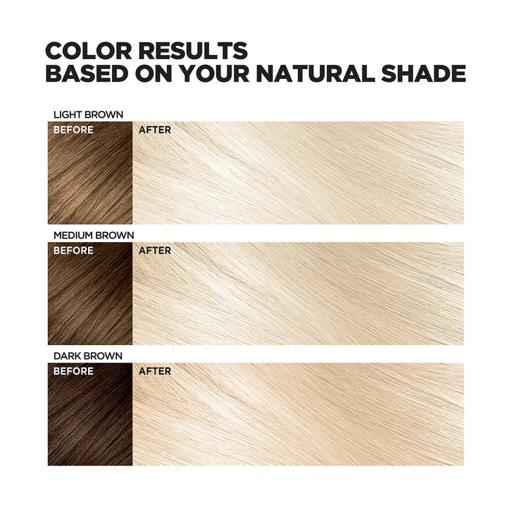 L’Oréal Paris Feria Hyper Platinum Advanced Lightening System Hair Bleach, Lifts Up To 8 Levels, Includes Anti Brass Purple Conditioner, 1 Hair Dye Kit