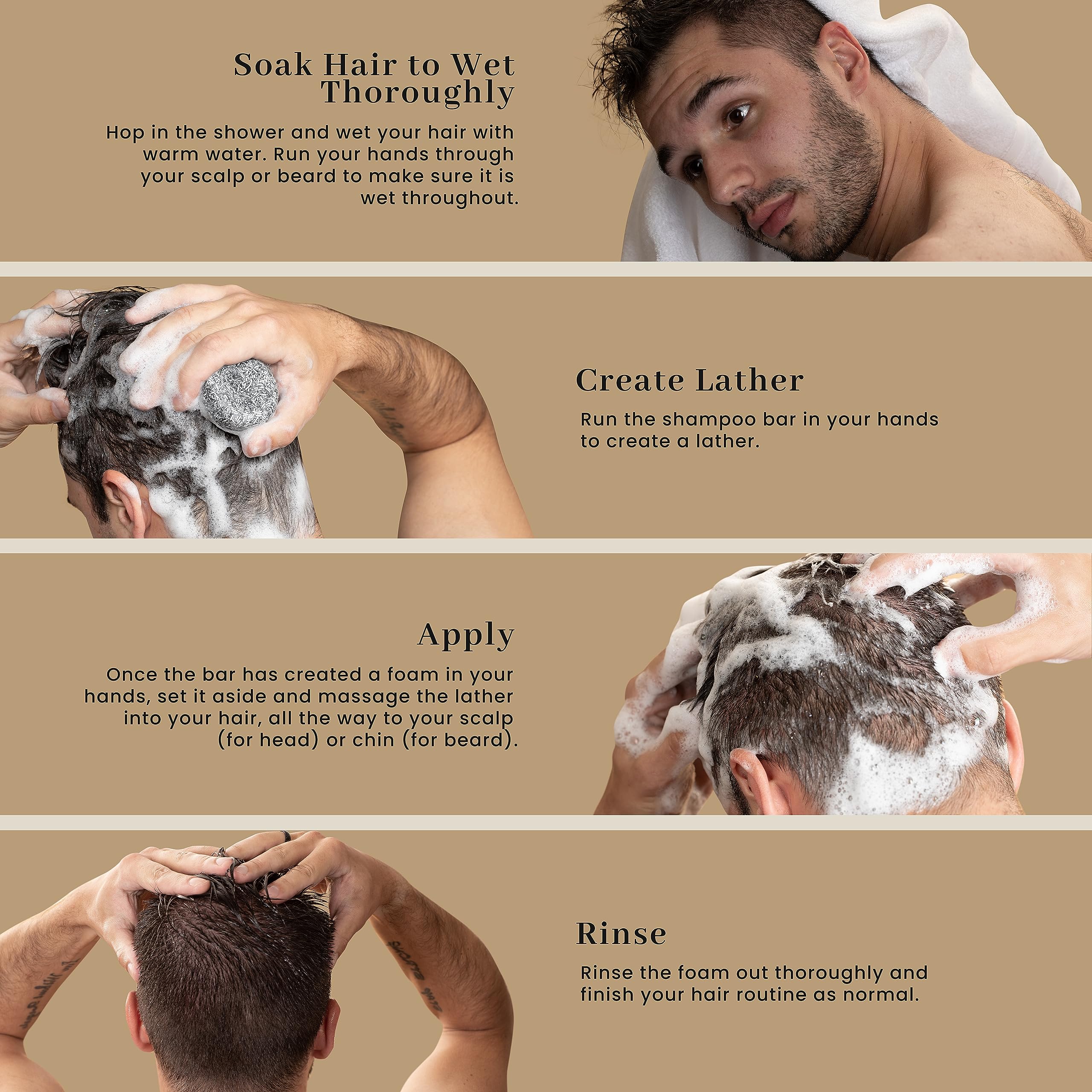 Superior Mane Shampoo Bar for Men. Hair Growth Formula for Stronger, Shinier Hair, Scalp, Beard & Eyebrow. With Bamboo Charcoal, Ginseng and Shea Butter