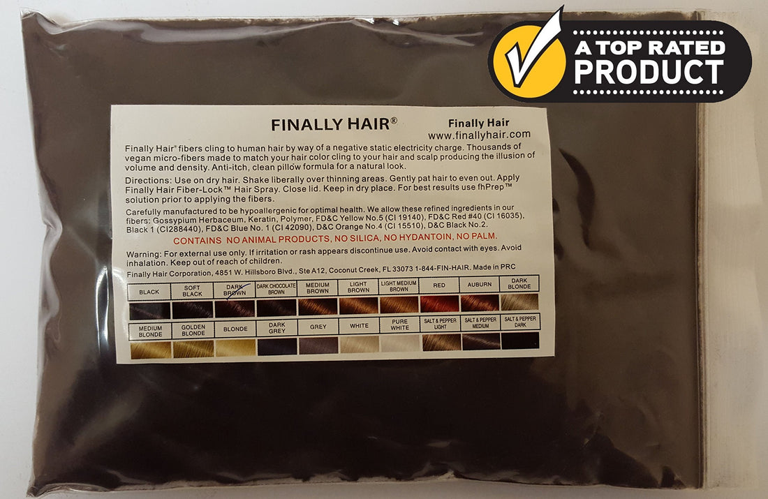 Dark Brown: Finally Hair Building Fiber Refill 100 Grams Dark Brown Hair Loss Concealer By Finally Hair (Dark Brown W/Touch Of Red) Use Dark Chocolate Brown For Darker/No Red